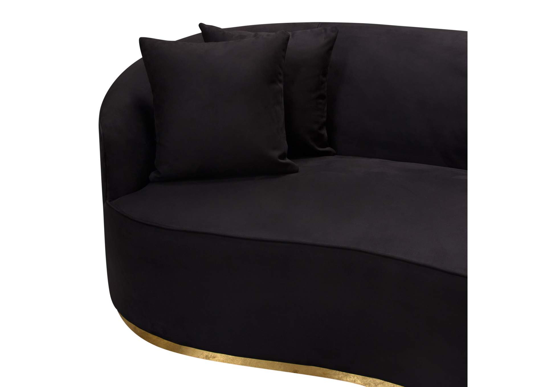 Raven Sofa in Black Suede Velvet w/ Brushed Gold Accent Trim by Diamond Sofa,Diamond Sofa