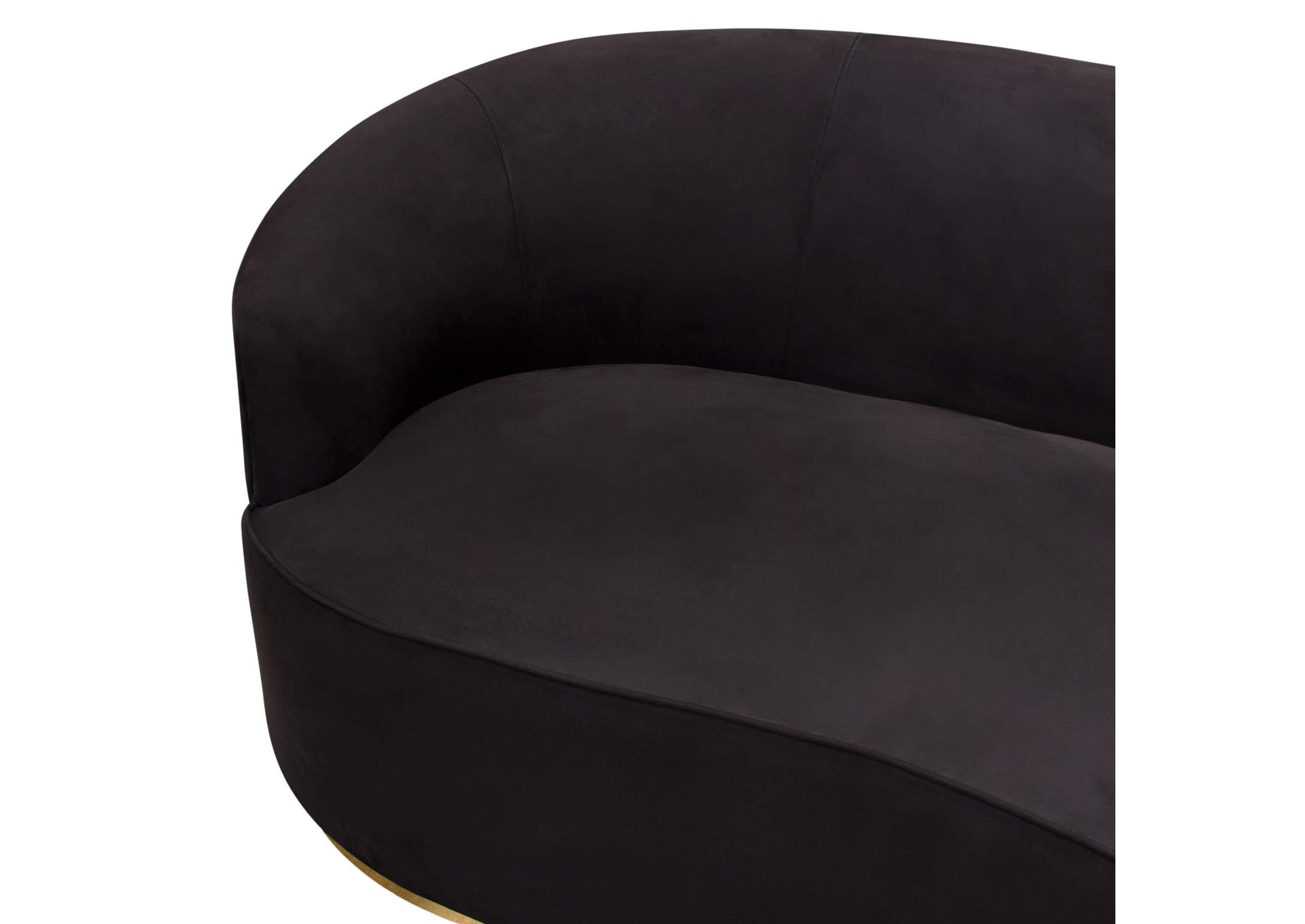 Raven Sofa in Black Suede Velvet w/ Brushed Gold Accent Trim by Diamond Sofa,Diamond Sofa