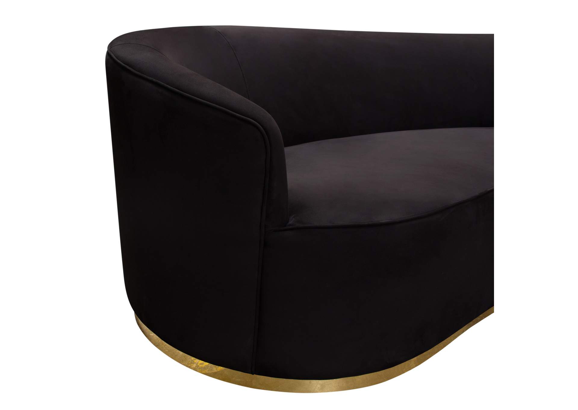 Raven Sofa in Black Suede Velvet w/ Brushed Gold Accent Trim by Diamond Sofa,Diamond Sofa