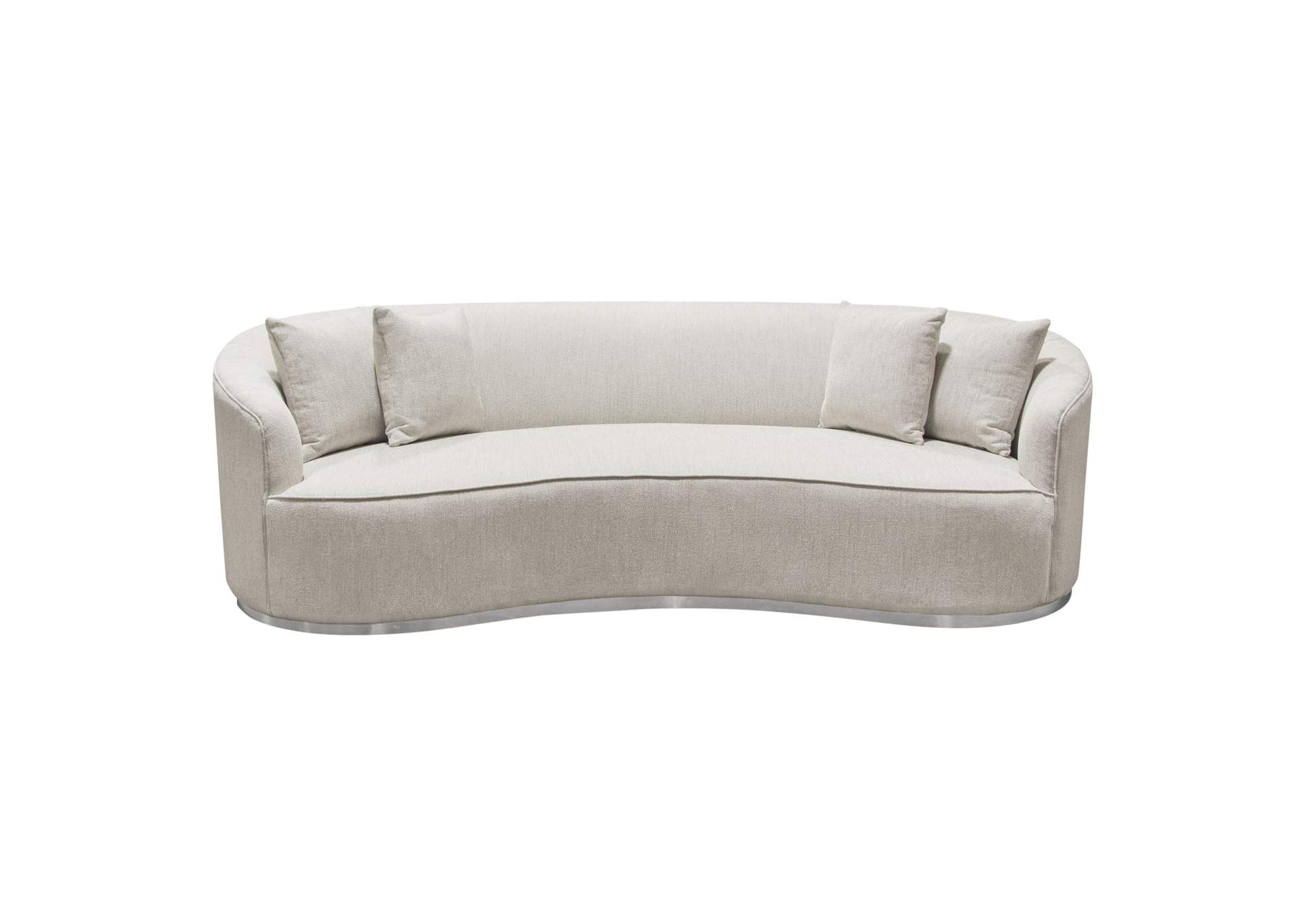 Raven Sofa in Light Cream Fabric w/ Brushed Silver Accent Trim by Diamond Sofa,Diamond Sofa