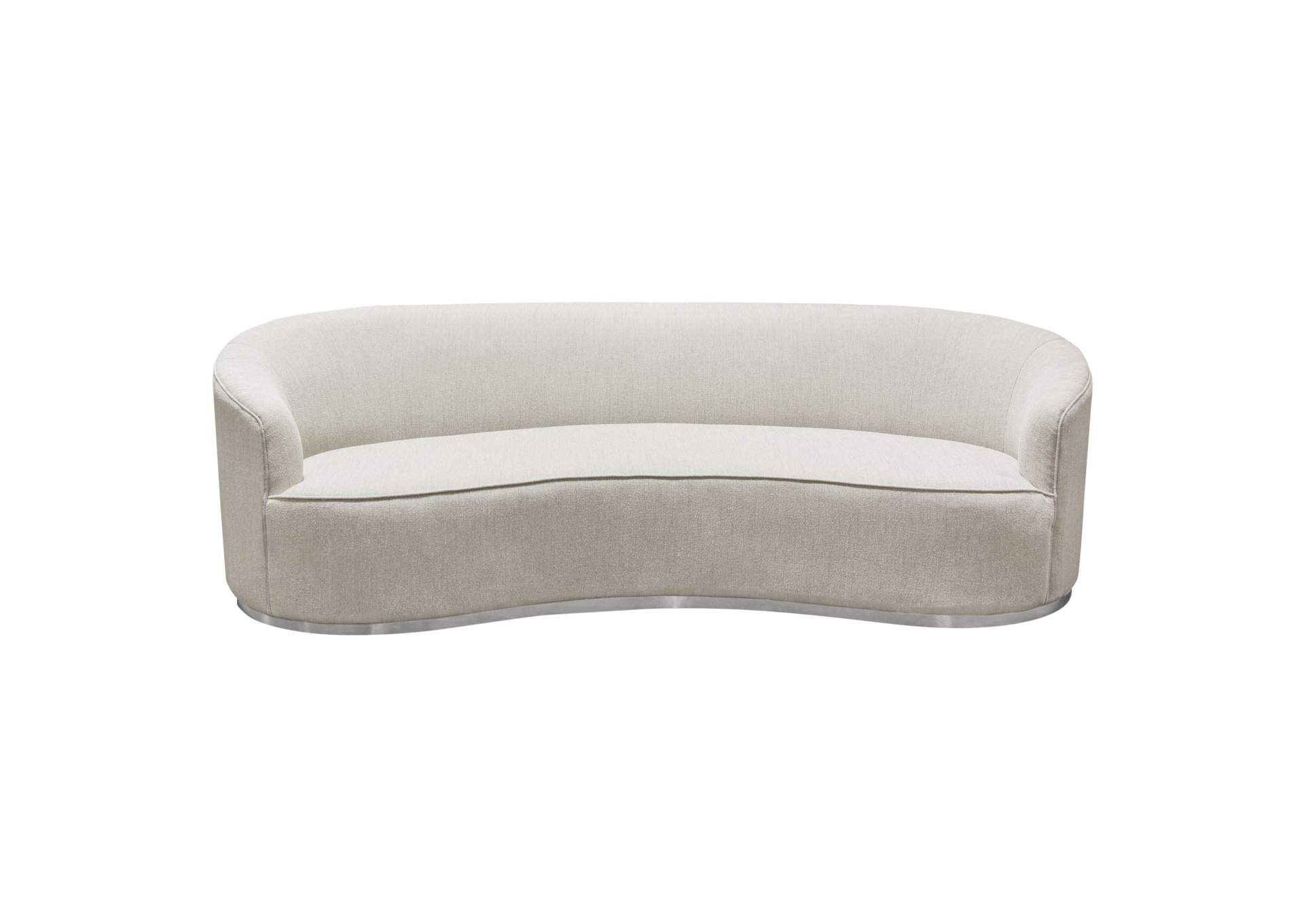 Raven Sofa in Light Cream Fabric w/ Brushed Silver Accent Trim by Diamond Sofa,Diamond Sofa