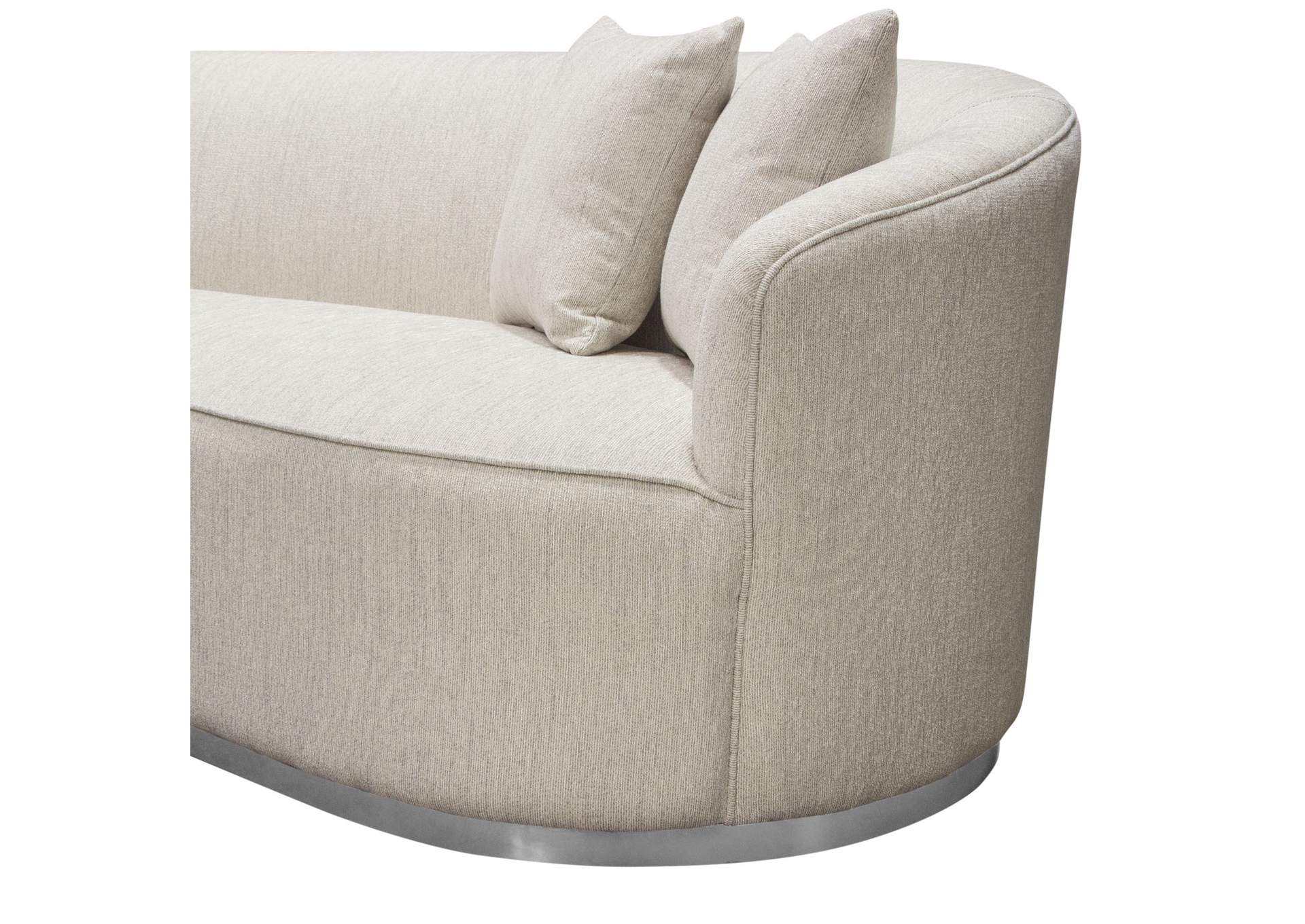 Raven Sofa in Light Cream Fabric w/ Brushed Silver Accent Trim by Diamond Sofa,Diamond Sofa