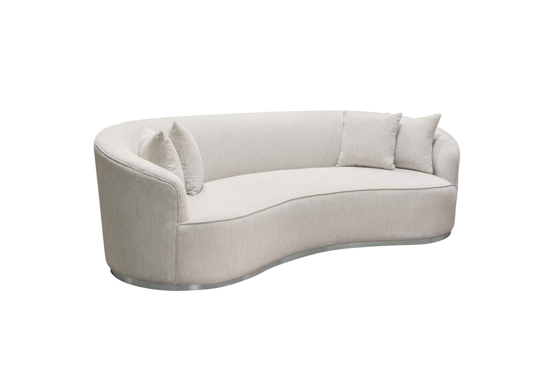 Raven Sofa in Light Cream Fabric w/ Brushed Silver Accent Trim by Diamond Sofa,Diamond Sofa