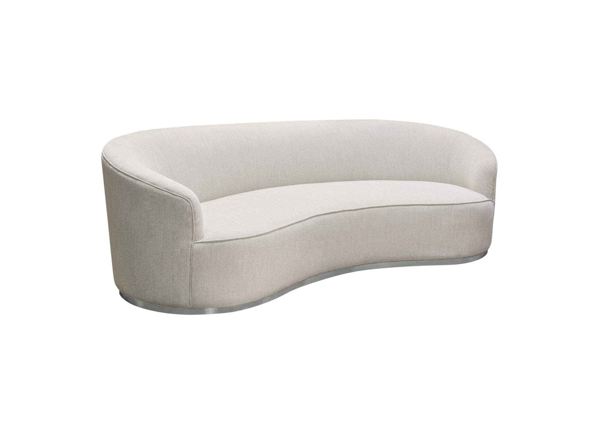 Raven Sofa in Light Cream Fabric w/ Brushed Silver Accent Trim by Diamond Sofa,Diamond Sofa