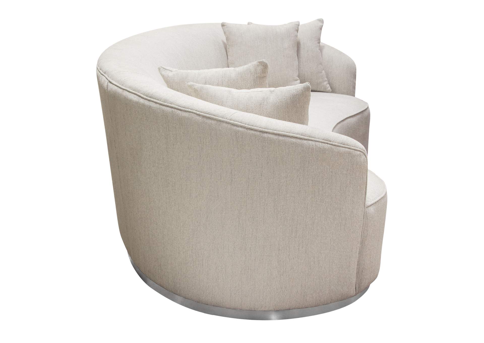 Raven Sofa in Light Cream Fabric w/ Brushed Silver Accent Trim by Diamond Sofa,Diamond Sofa