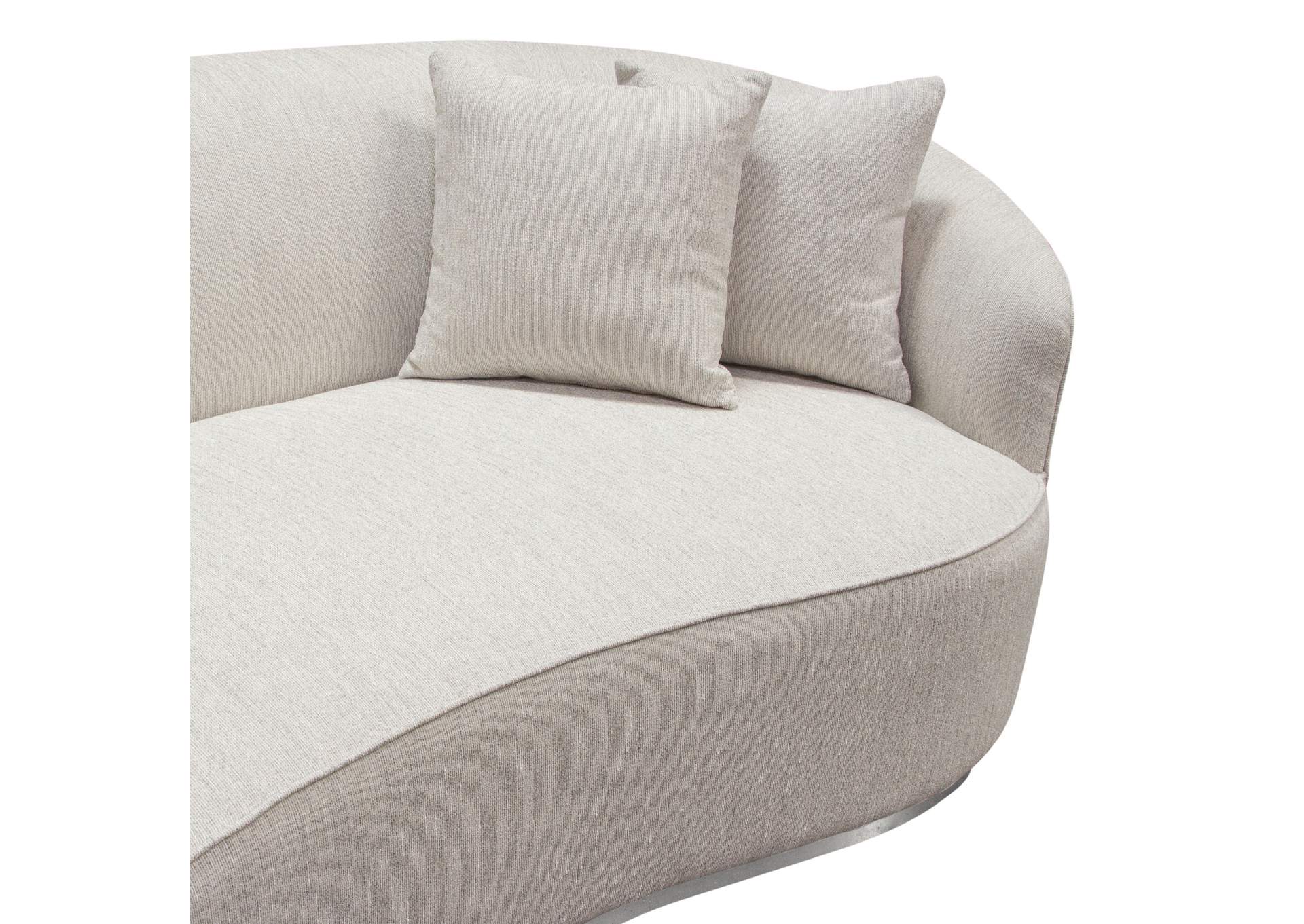 Raven Sofa in Light Cream Fabric w/ Brushed Silver Accent Trim by Diamond Sofa,Diamond Sofa