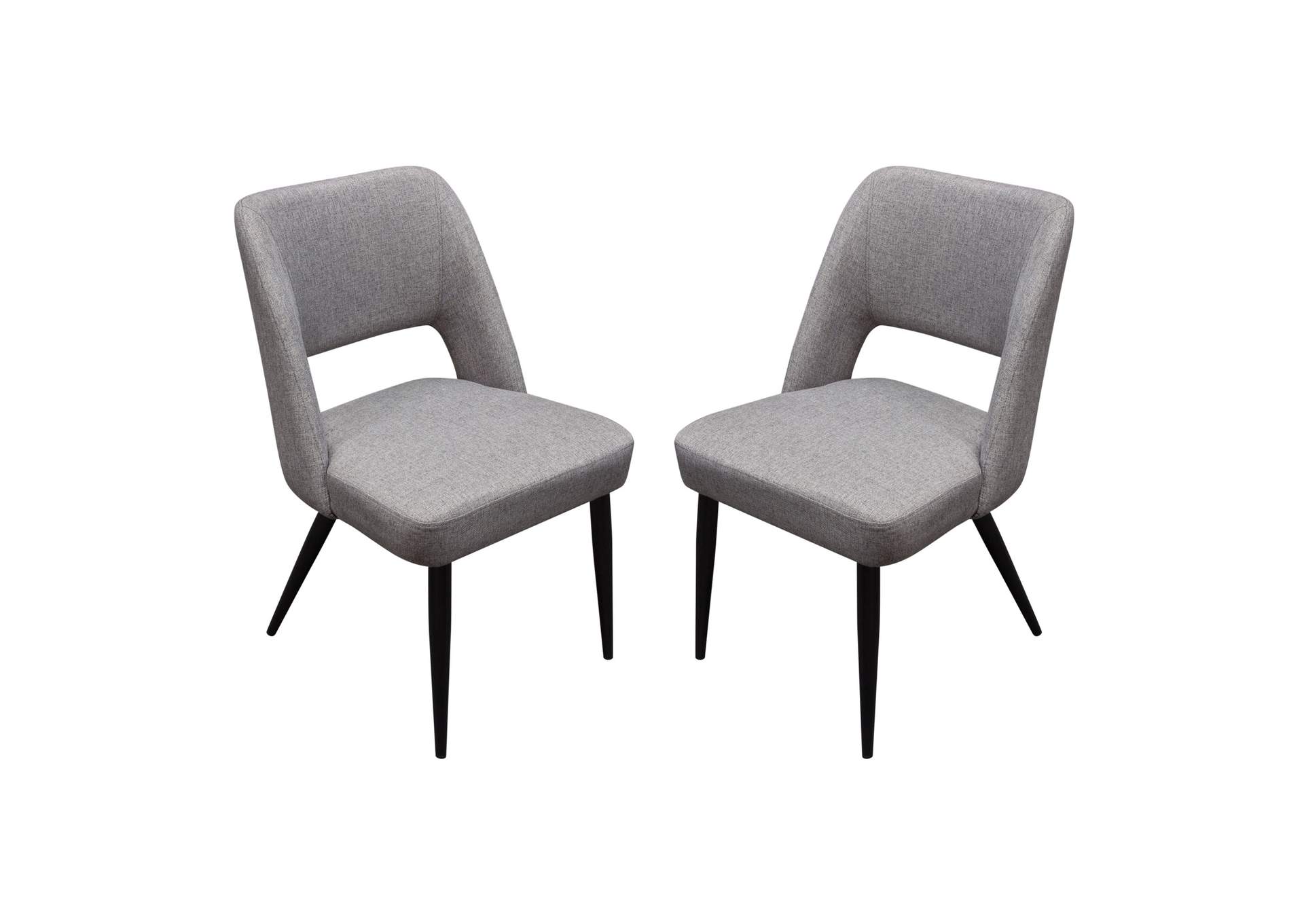 Set of (2) Reveal Dining Chairs in Grey Fabric w/ Black Powder Coat Metal Leg by Diamond Sofa,Diamond Sofa