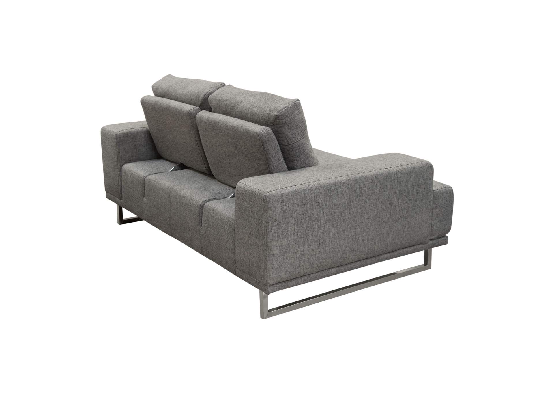 Russo Loveseat w/ Adjustable Seat Backs in Space Grey Fabric by Diamond Sofa,Diamond Sofa