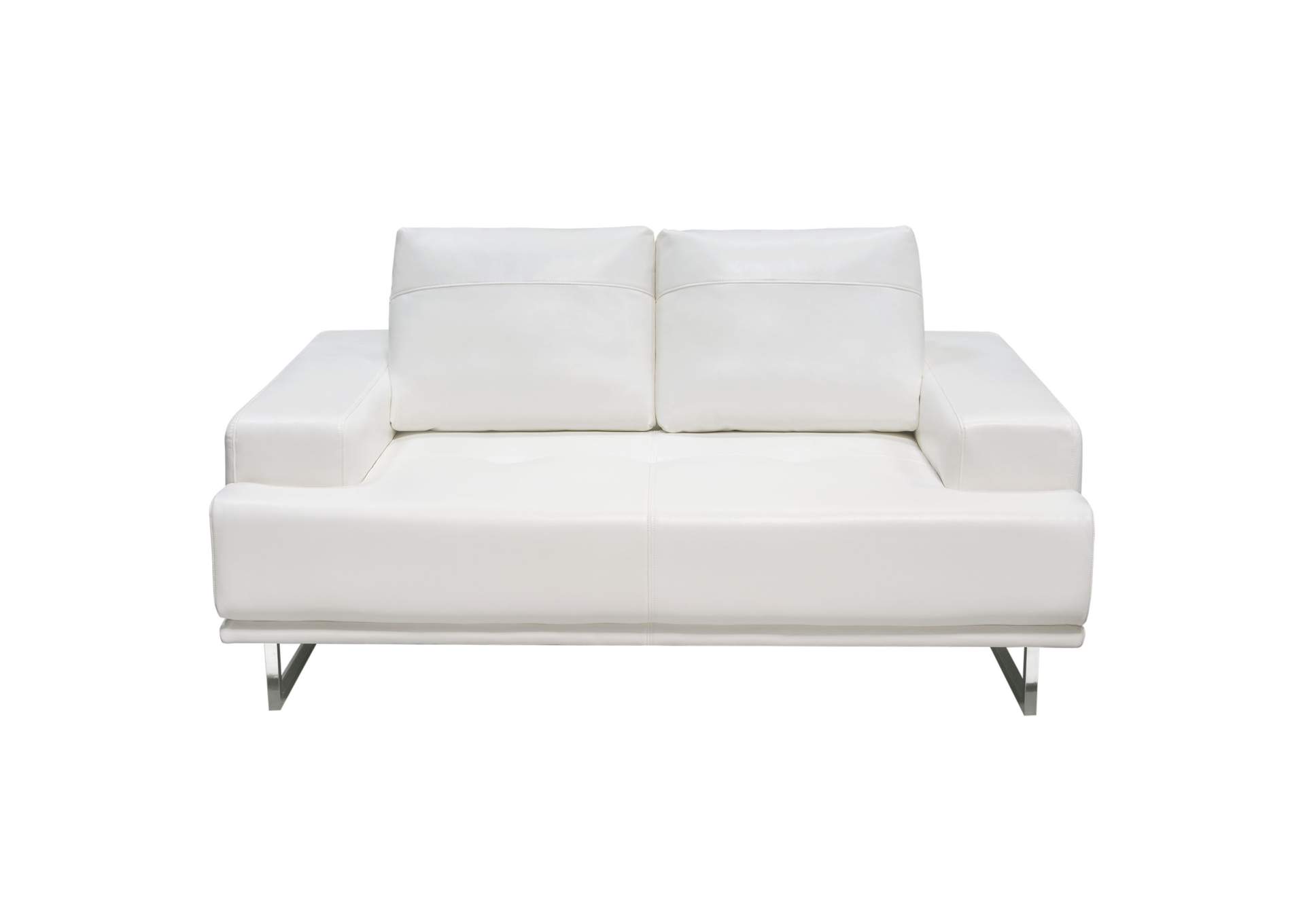 Russo Loveseat w/ Adjustable Seat Backs in White Air Leather by Diamond Sofa,Diamond Sofa