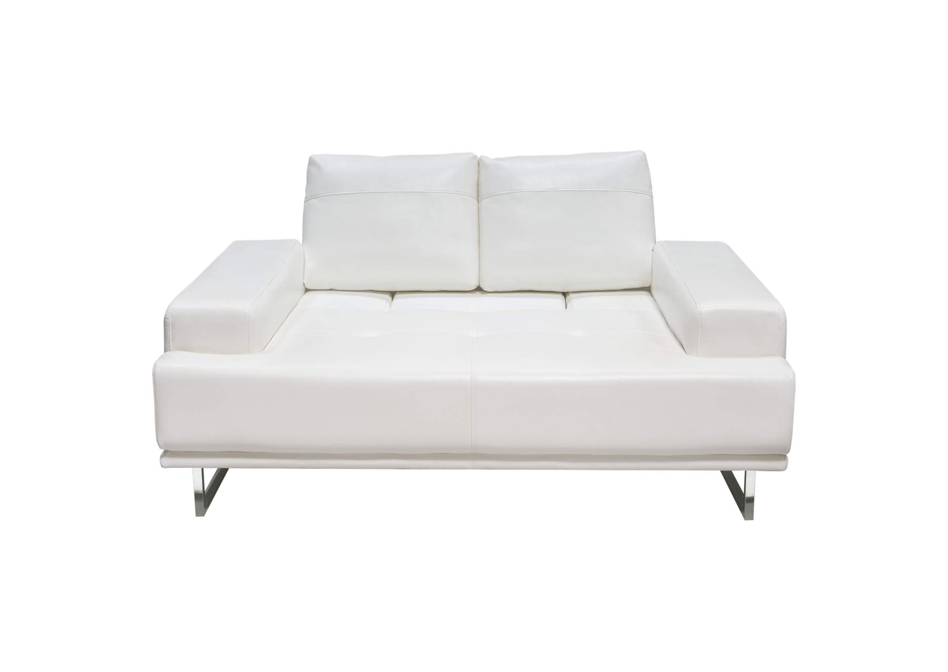 Russo Loveseat w/ Adjustable Seat Backs in White Air Leather by Diamond Sofa,Diamond Sofa