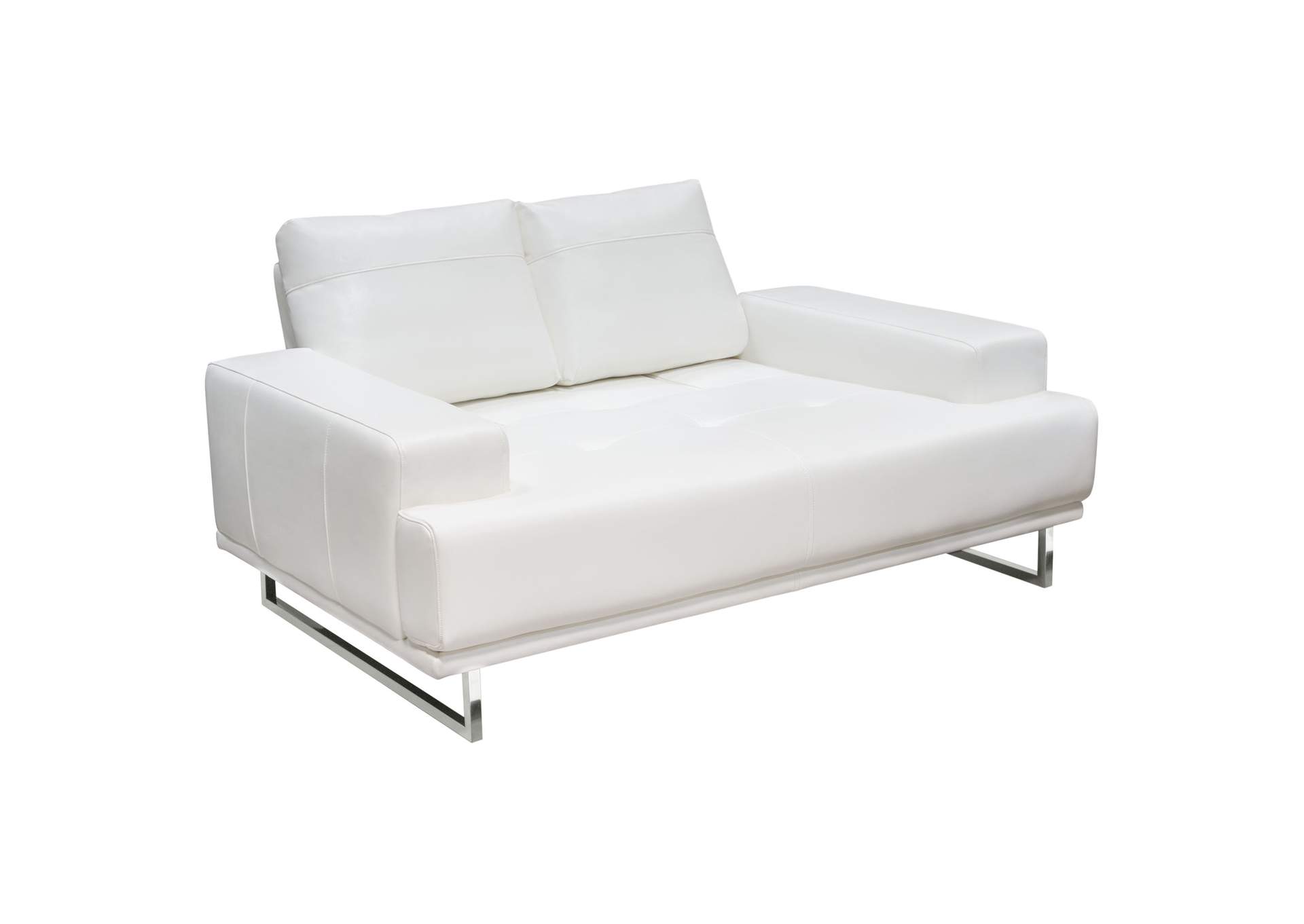 Russo Loveseat w/ Adjustable Seat Backs in White Air Leather by Diamond Sofa,Diamond Sofa