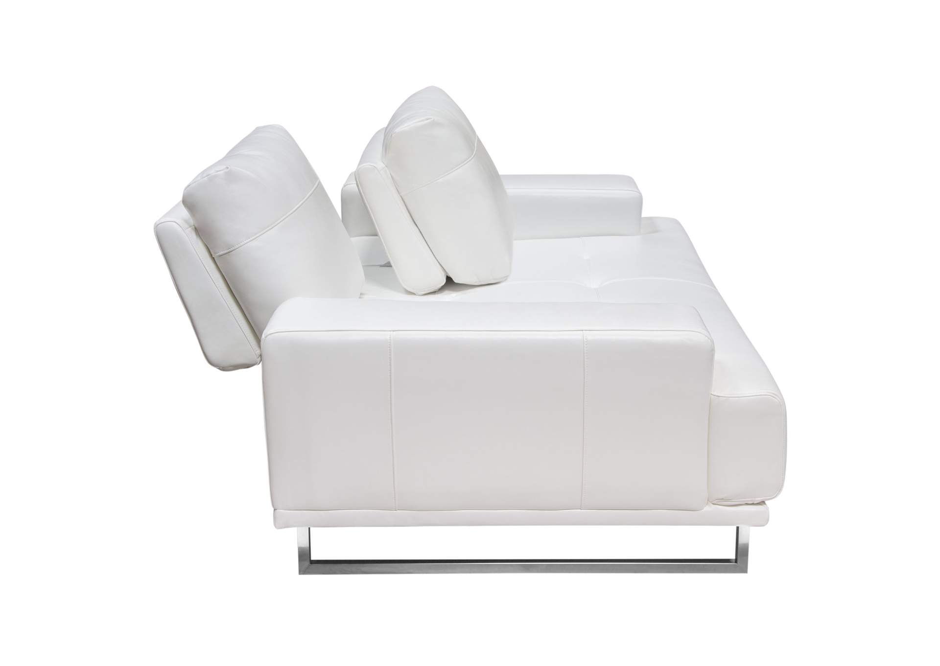 Russo Loveseat w/ Adjustable Seat Backs in White Air Leather by Diamond Sofa,Diamond Sofa