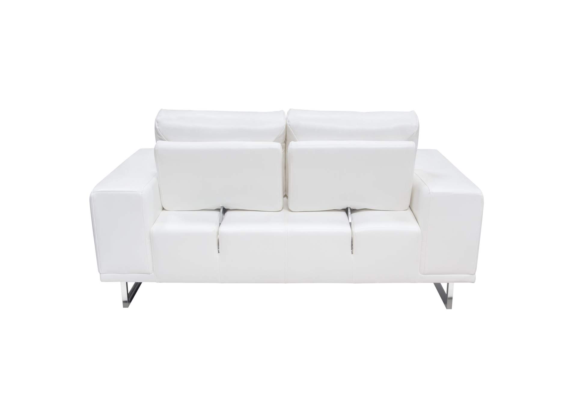 Russo Loveseat w/ Adjustable Seat Backs in White Air Leather by Diamond Sofa,Diamond Sofa