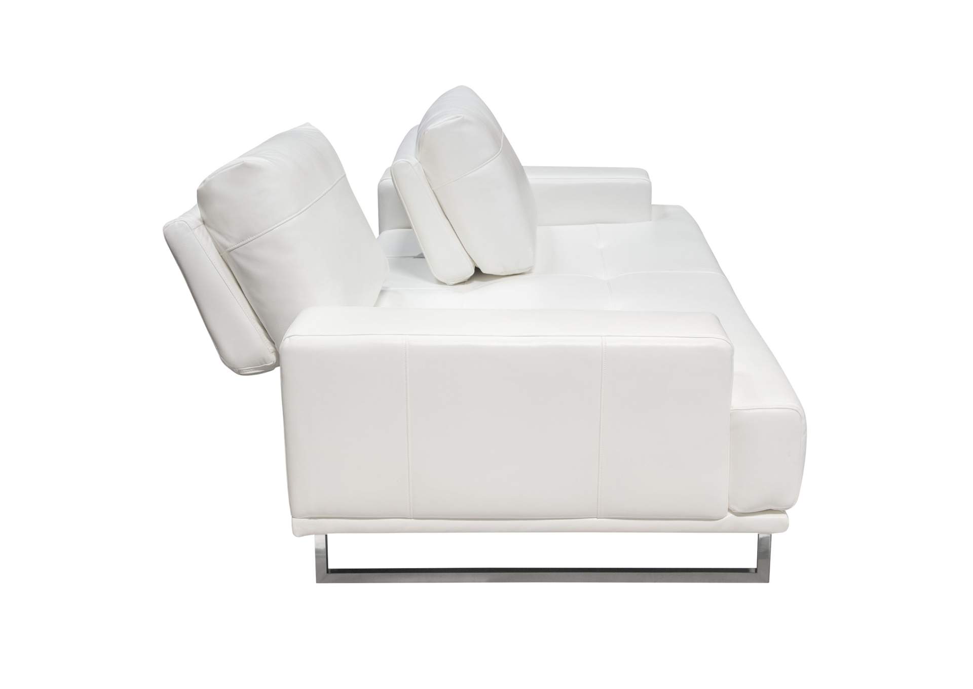 Russo Sofa w/ Adjustable Seat Backs in White Air Leather by Diamond Sofa,Diamond Sofa