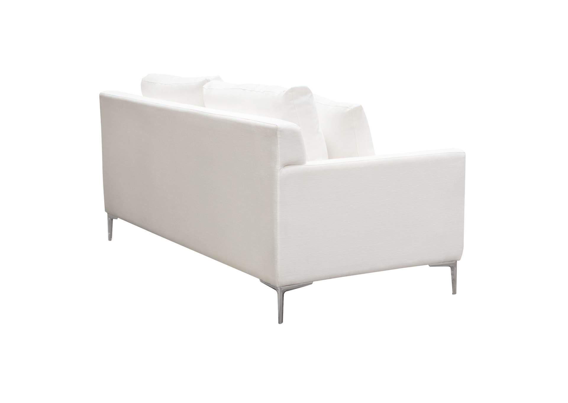 Seattle Loose Back Loveseat in White Linen w/ Polished Silver Metal Leg by Diamond Sofa,Diamond Sofa