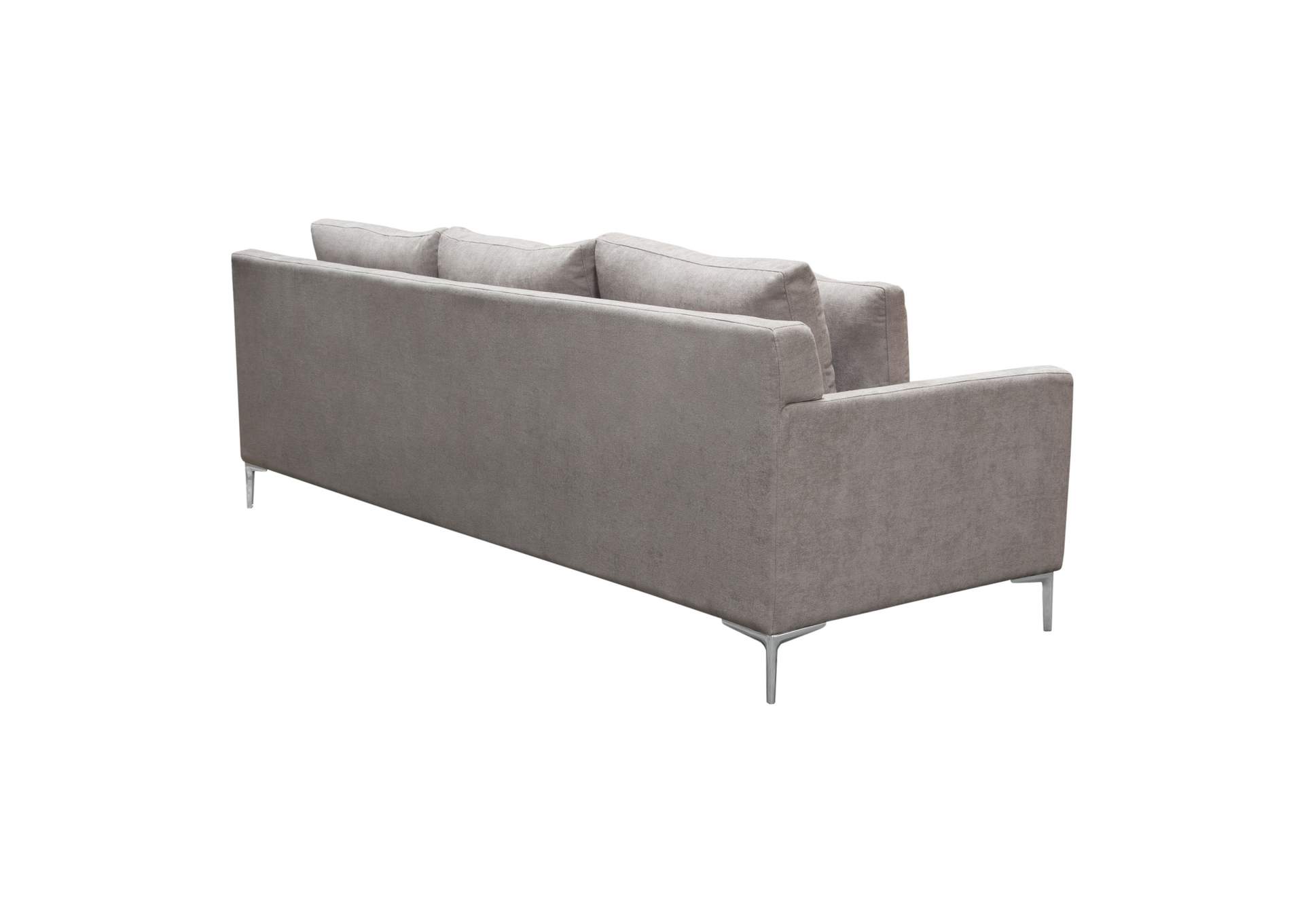 Seattle Loose Back Sofa in Grey Polyester Fabric w/ Polished Silver Metal Leg by Diamond Sofa,Diamond Sofa