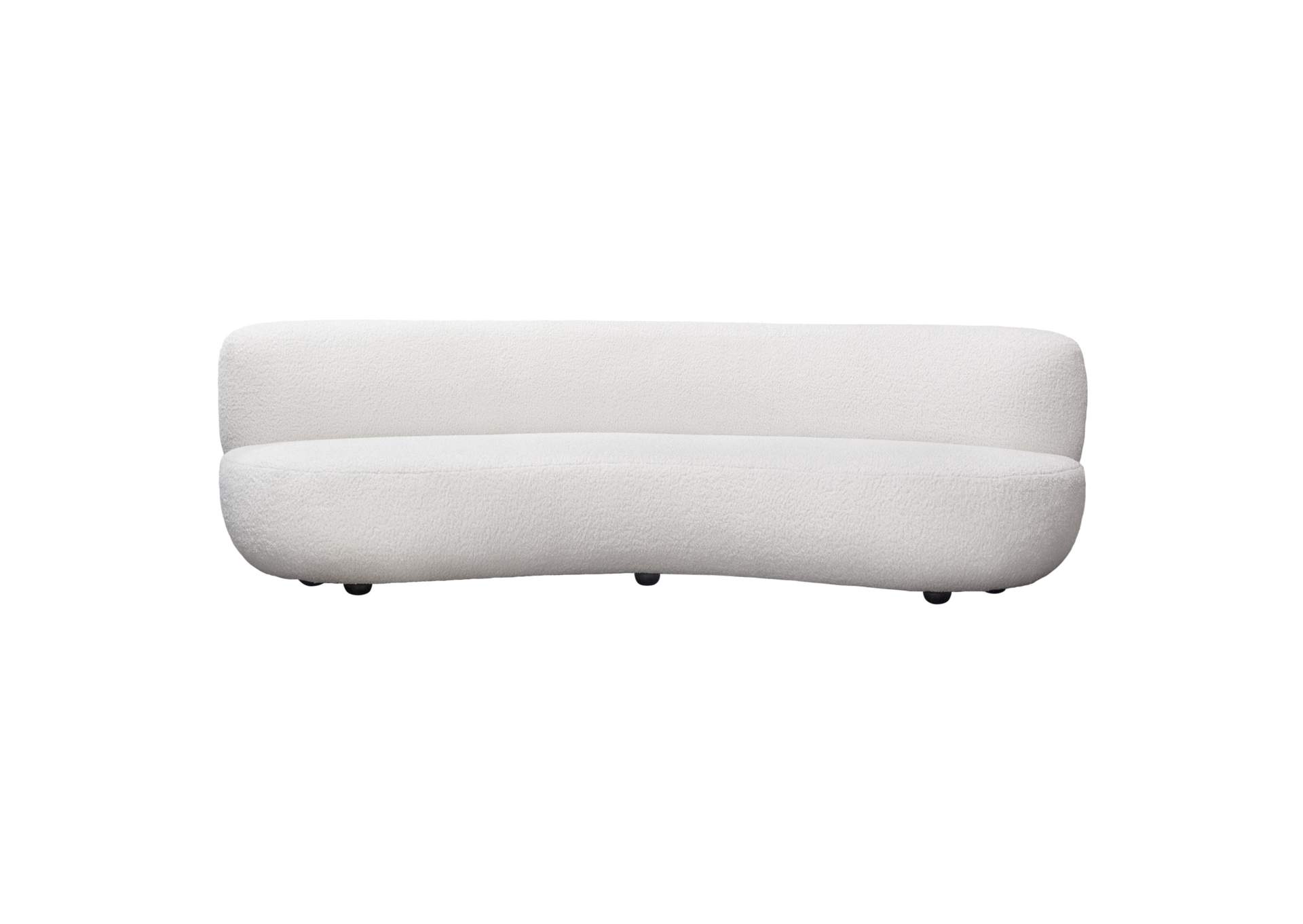 Simone Curved Sofa in White Faux Sheepskin Fabric by Diamond Sofa,Diamond Sofa