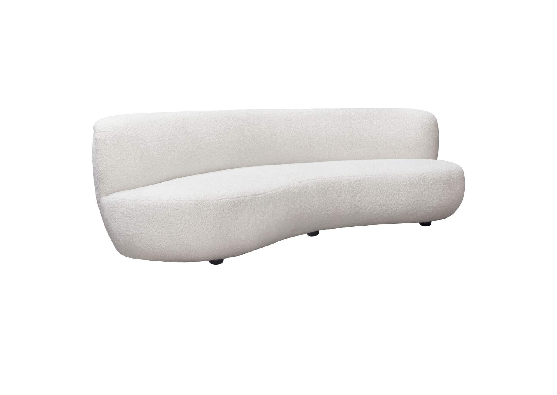 Simone Curved Sofa in White Faux Sheepskin Fabric by Diamond Sofa,Diamond Sofa