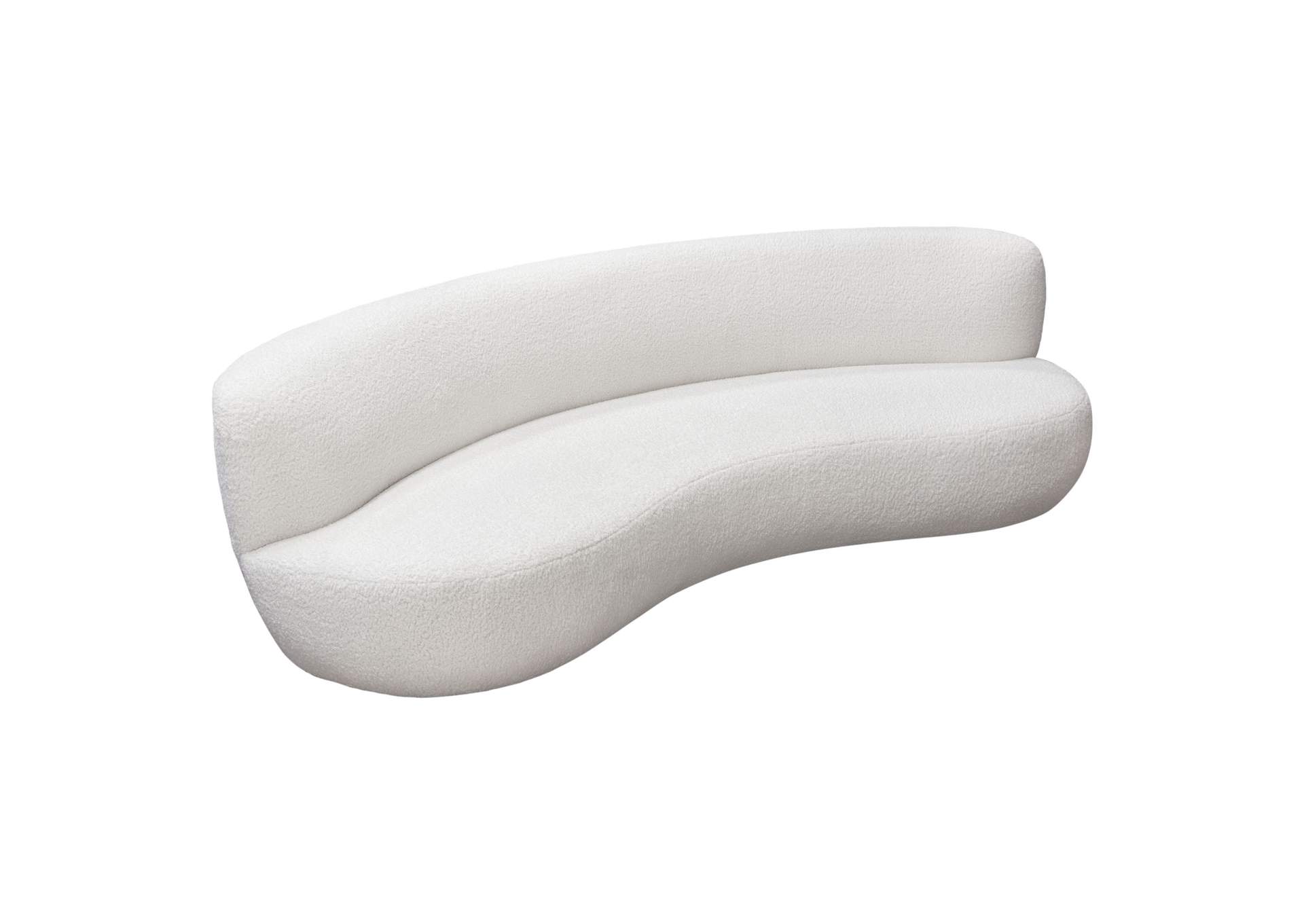 Simone Curved Sofa in White Faux Sheepskin Fabric by Diamond Sofa,Diamond Sofa