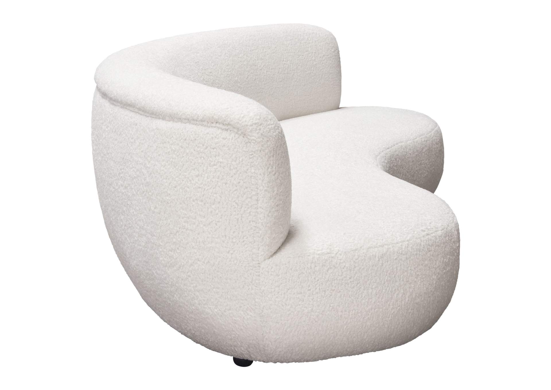 Simone Curved Sofa in White Faux Sheepskin Fabric by Diamond Sofa,Diamond Sofa