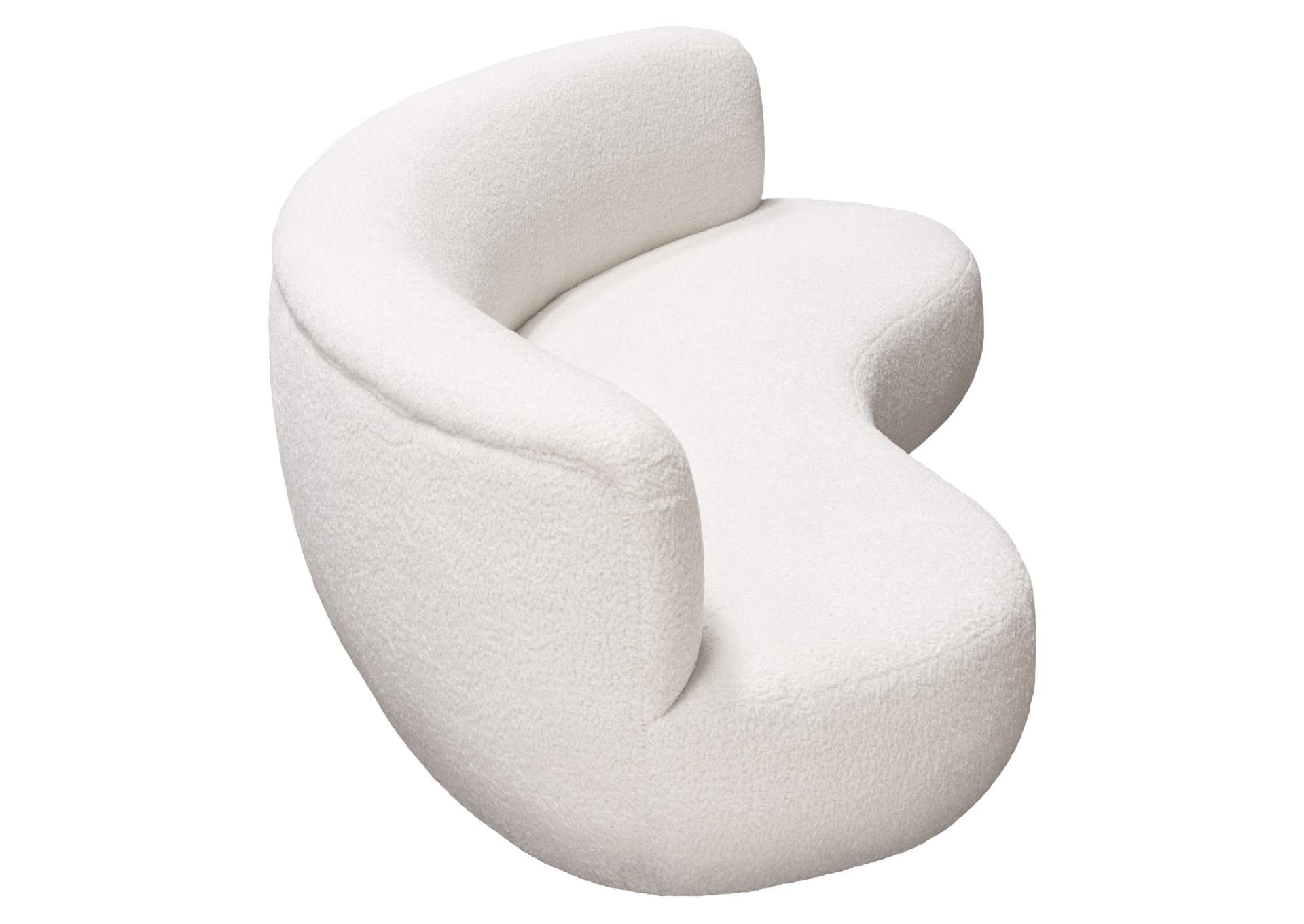 Simone Curved Sofa in White Faux Sheepskin Fabric by Diamond Sofa,Diamond Sofa