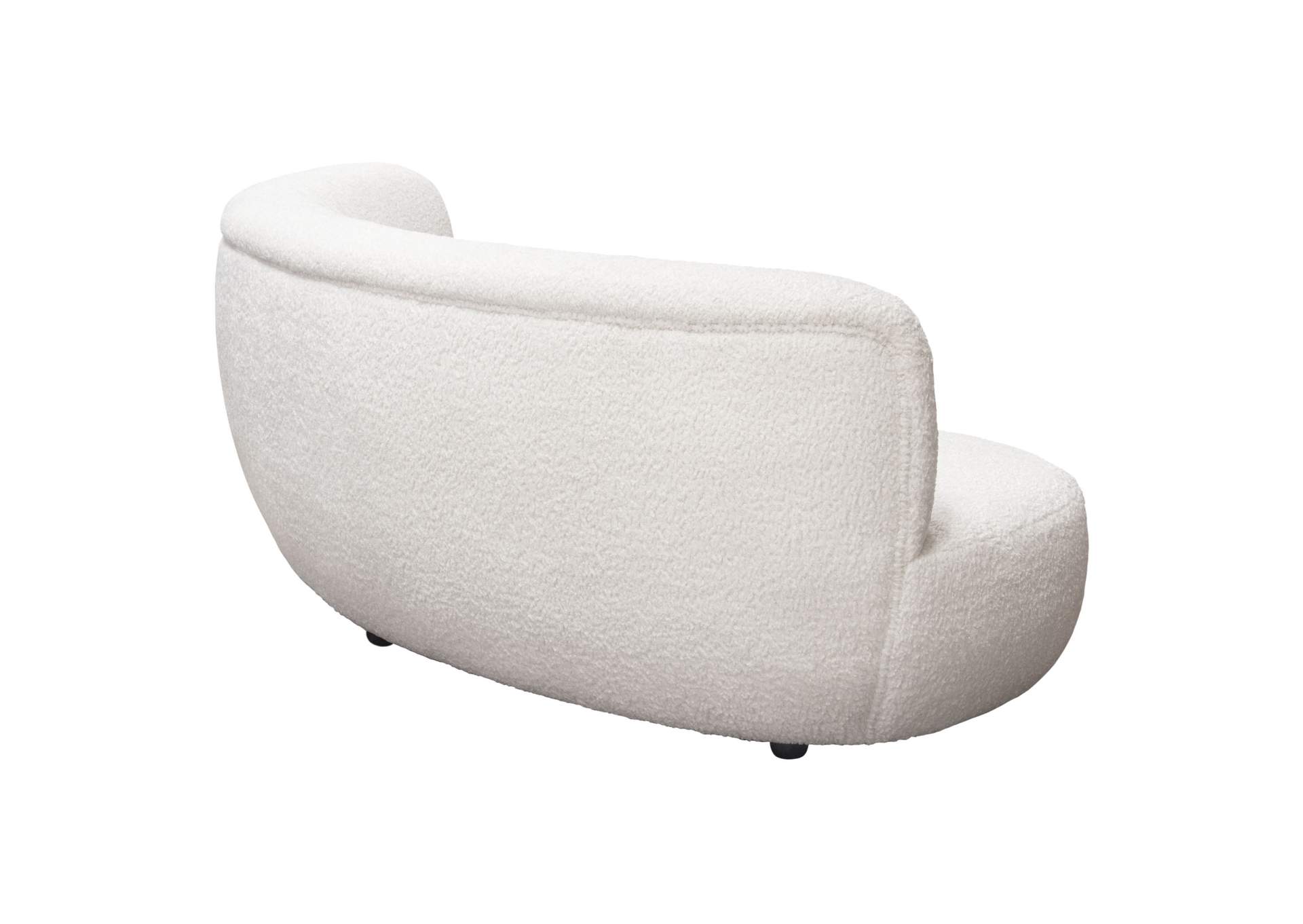 Simone Curved Sofa in White Faux Sheepskin Fabric by Diamond Sofa,Diamond Sofa