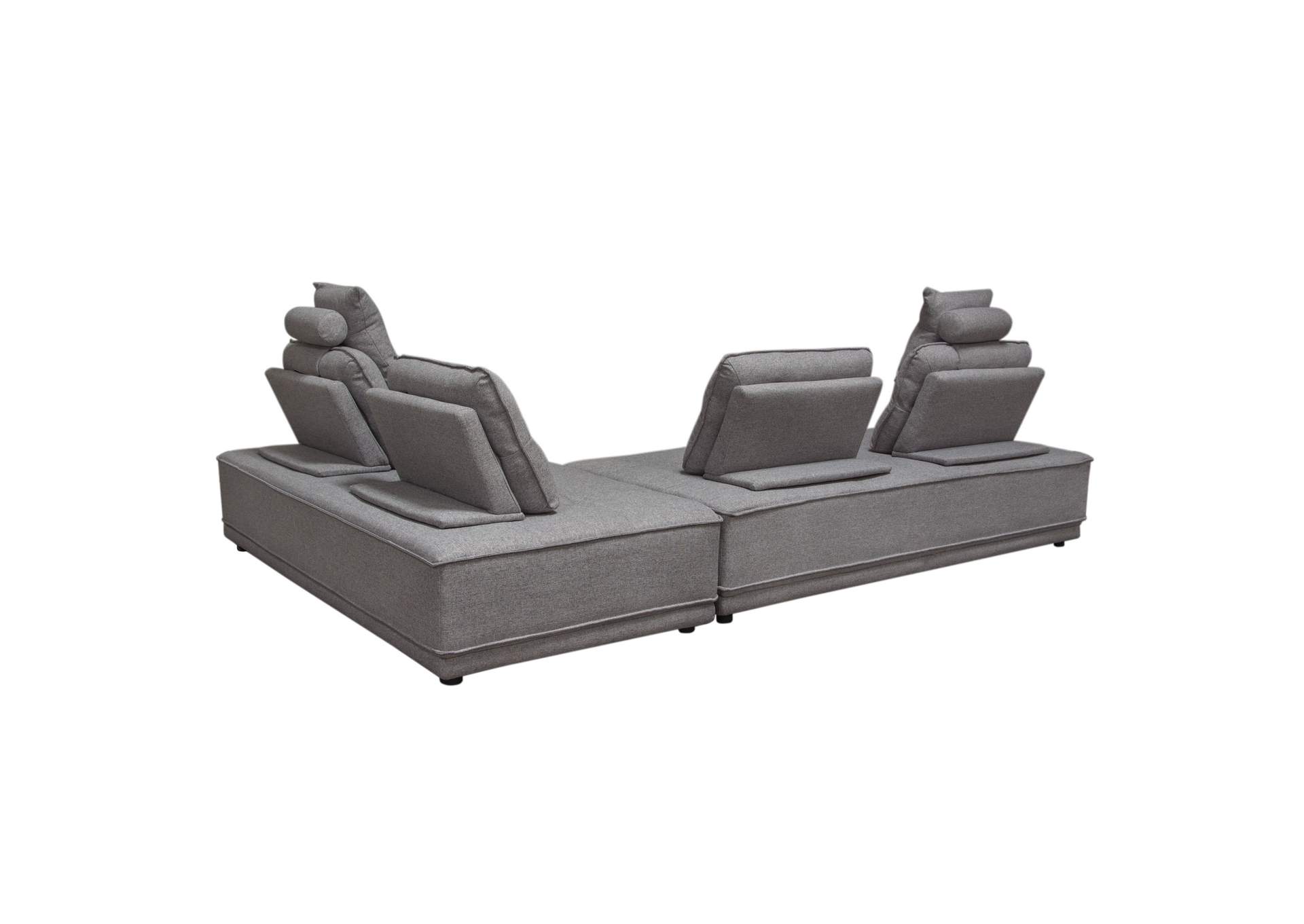 Slate 2PC Lounge Seating Platforms with Moveable Backrest Supports in Grey Polyester Fabric by Diamond Sofa,Diamond Sofa