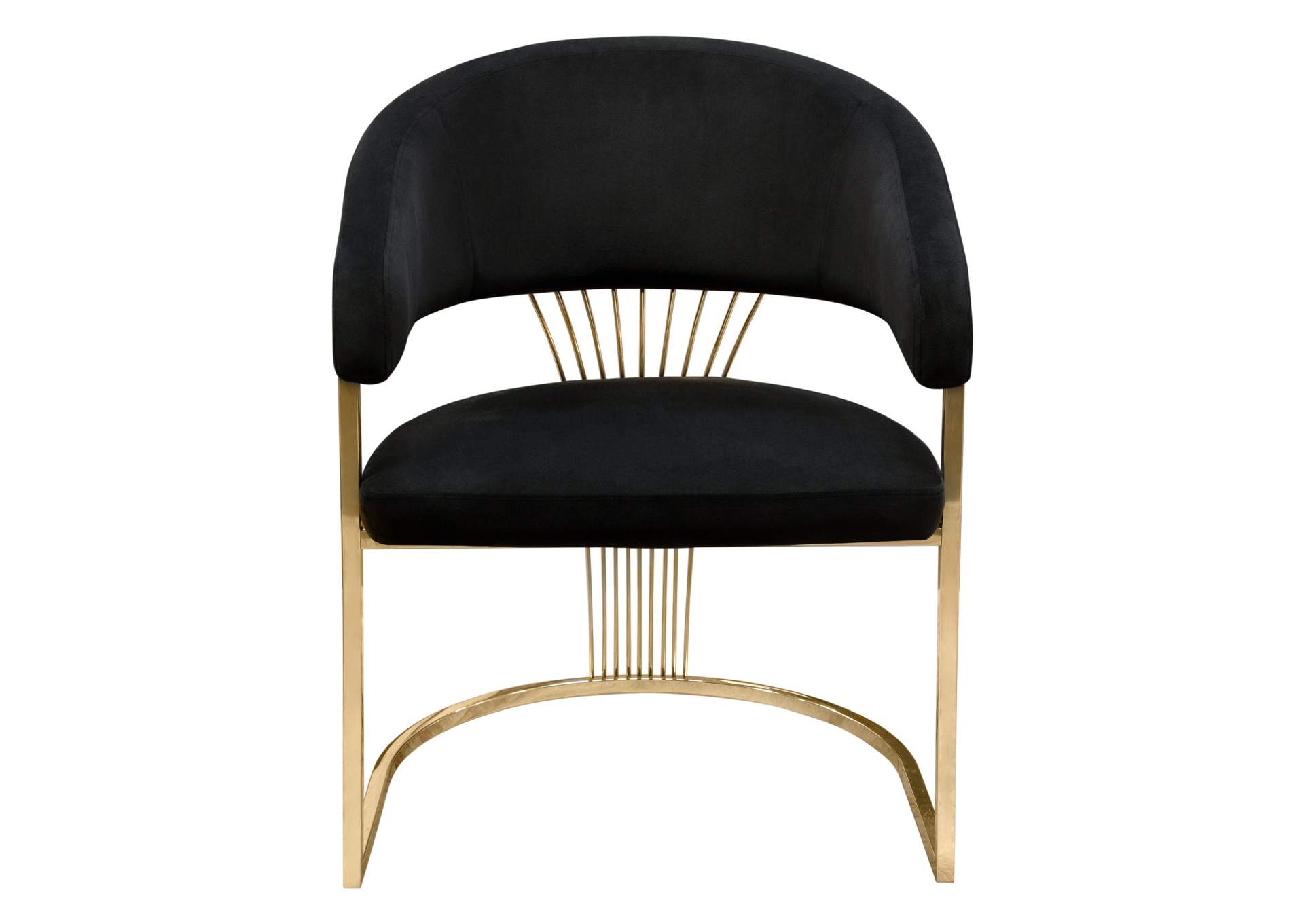 Solstice Dining Chair in Black Velvet w/ Polished Gold Metal Frame by Diamond Sofa,Diamond Sofa