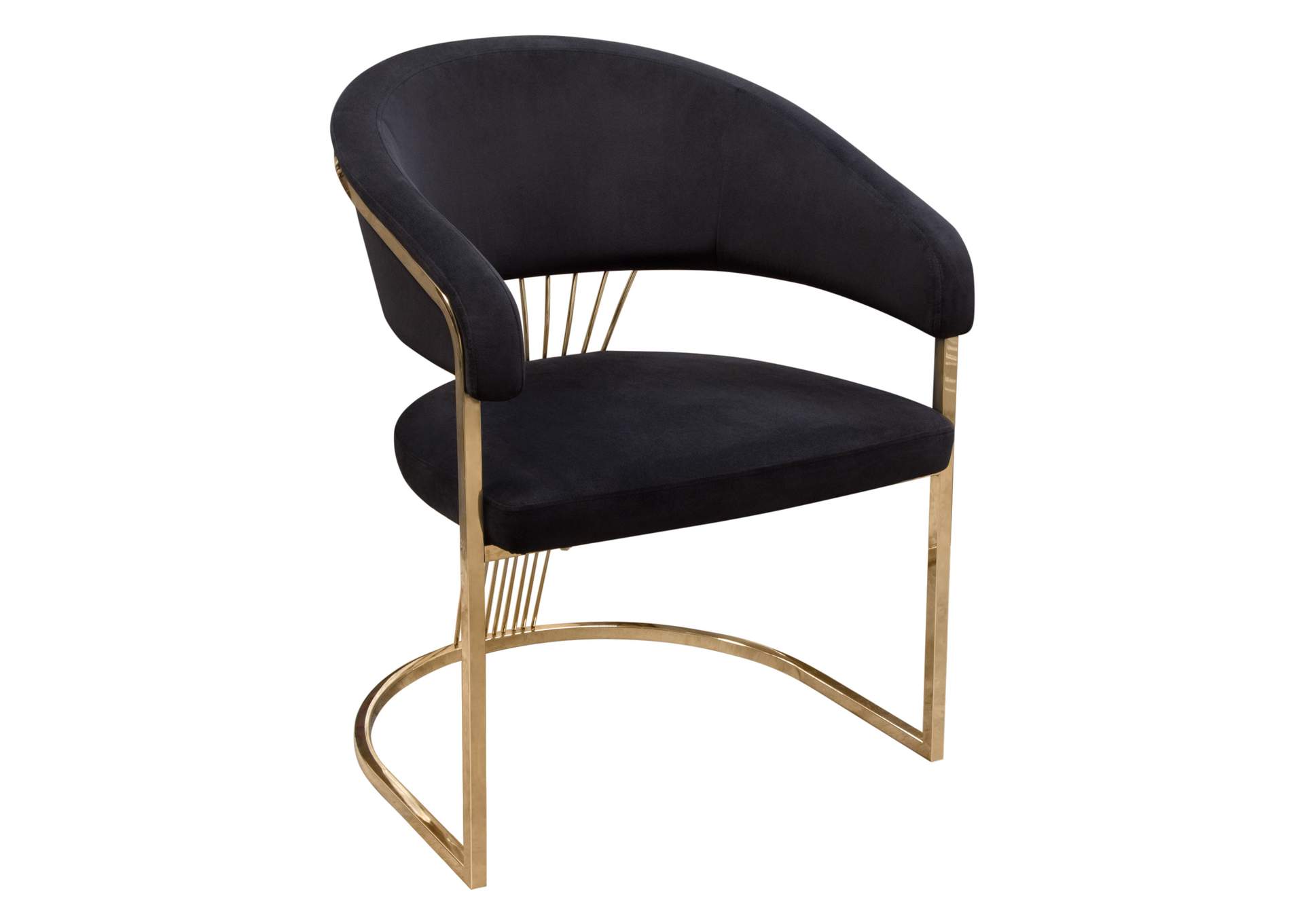 Solstice Dining Chair in Black Velvet w/ Polished Gold Metal Frame by Diamond Sofa,Diamond Sofa