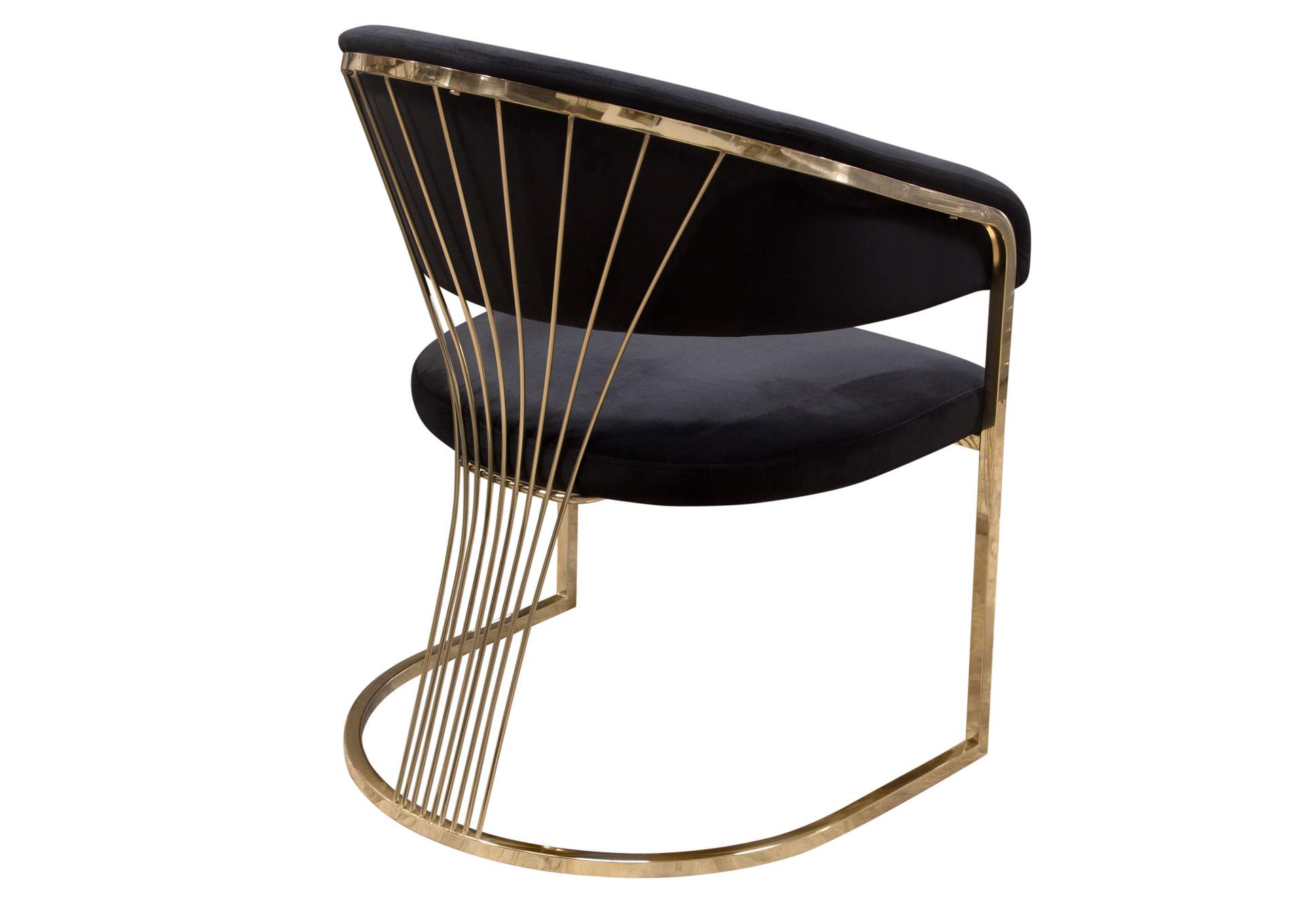 Solstice Dining Chair in Black Velvet w/ Polished Gold Metal Frame by Diamond Sofa,Diamond Sofa