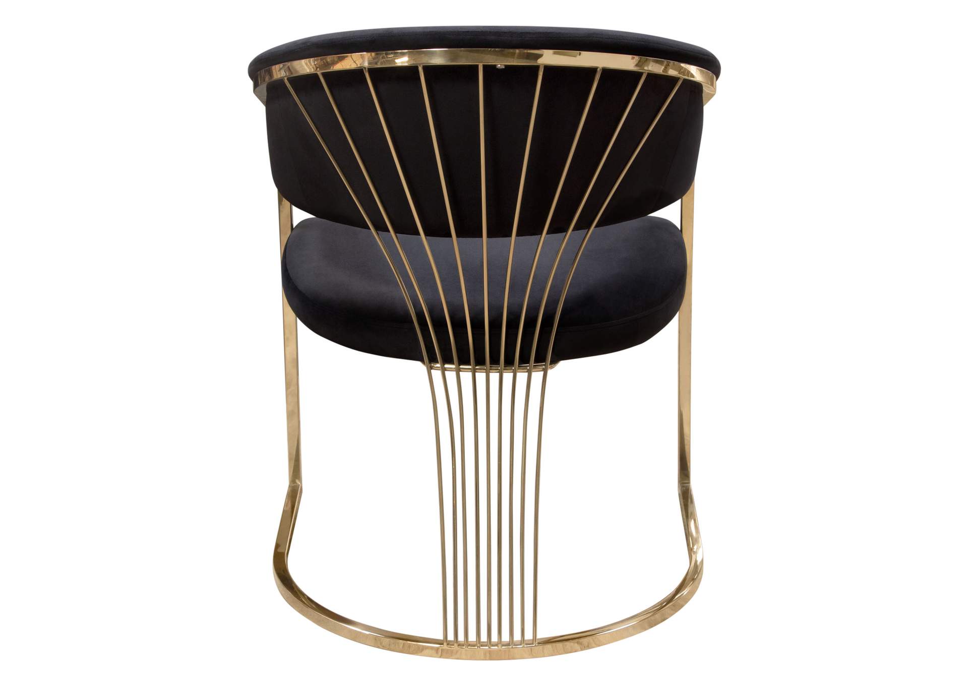 Solstice Dining Chair in Black Velvet w/ Polished Gold Metal Frame by Diamond Sofa,Diamond Sofa