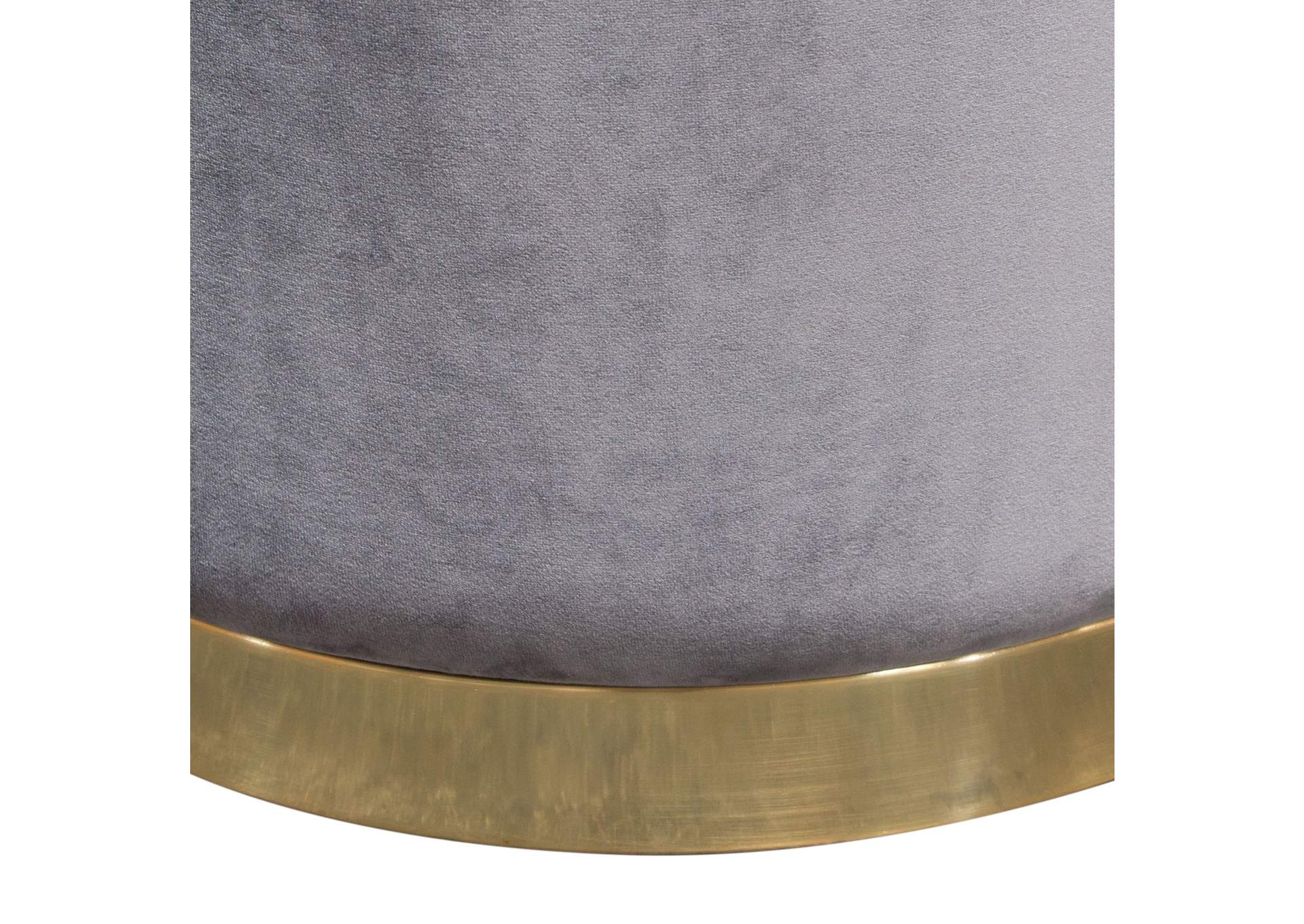 Sorbet Round Accent Ottoman in Grey Velvet w/ Silver Metal Band Accent by Diamond Sofa,Diamond Sofa