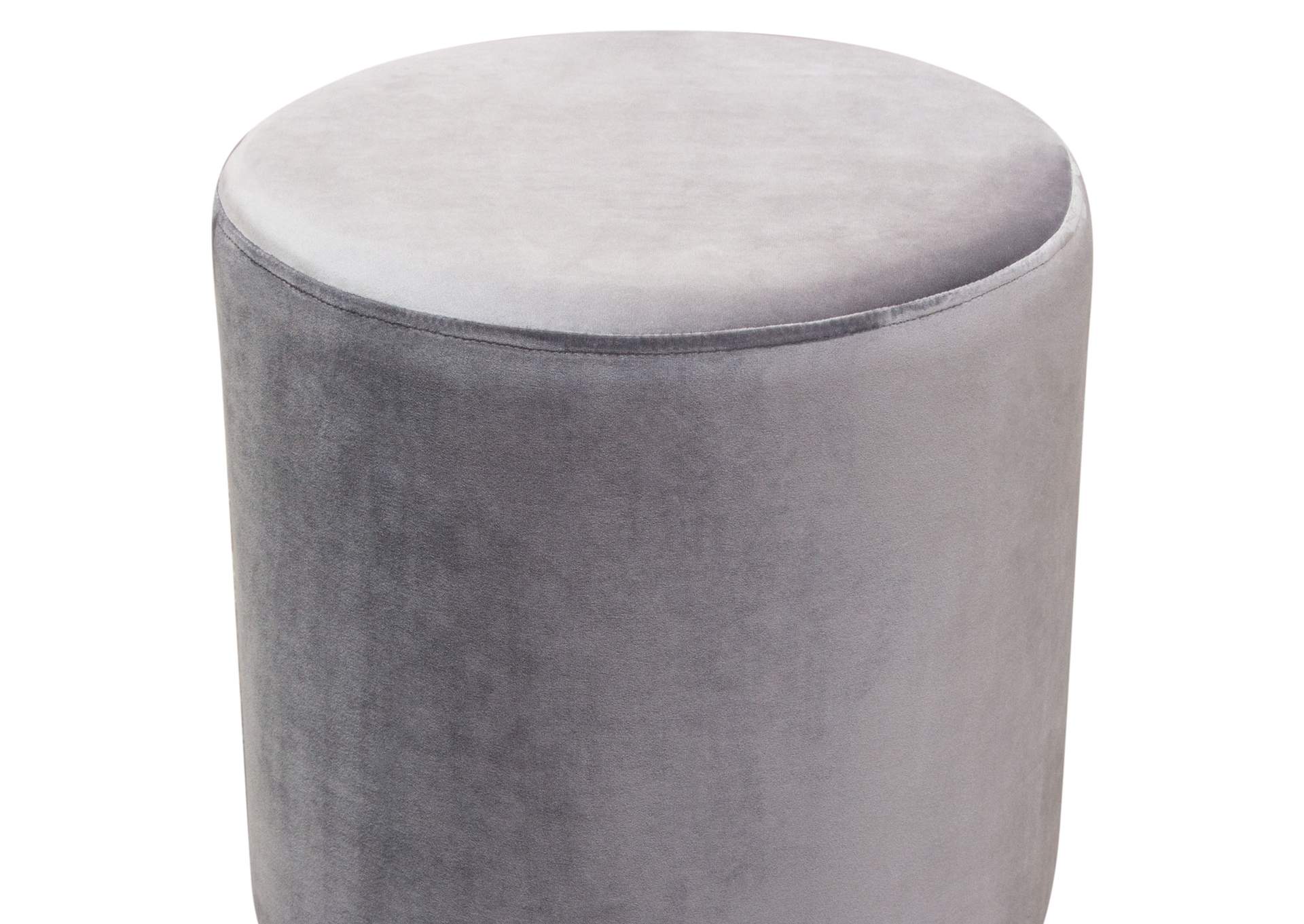 Sorbet Round Accent Ottoman in Grey Velvet w/ Silver Metal Band Accent by Diamond Sofa,Diamond Sofa