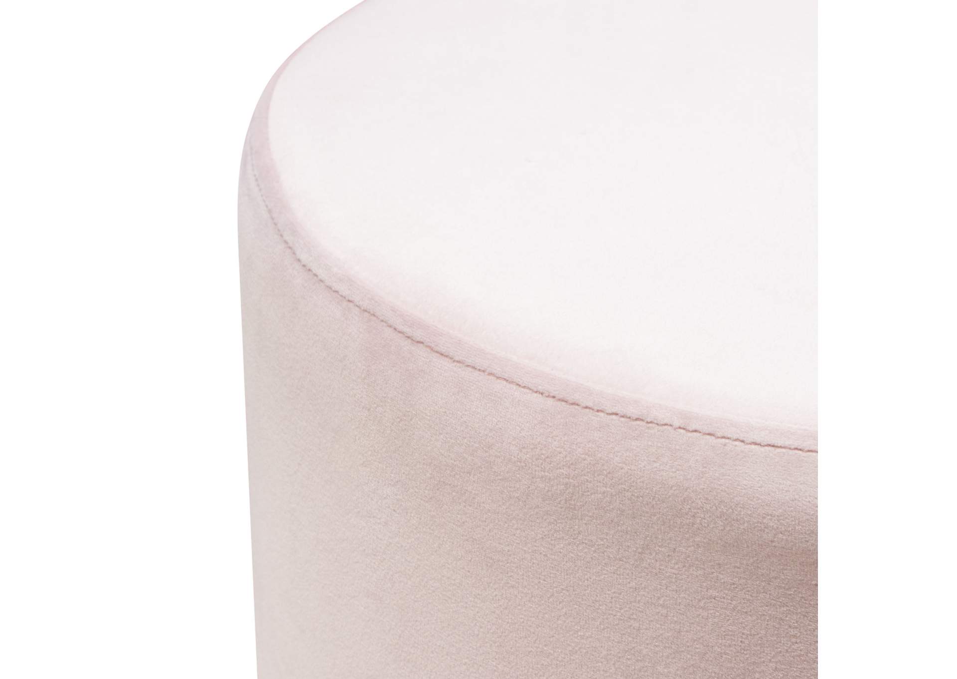 Sorbet Round Accent Ottoman in Blush Pink Velvet w/ Gold Metal Band Accent by Diamond Sofa,Diamond Sofa