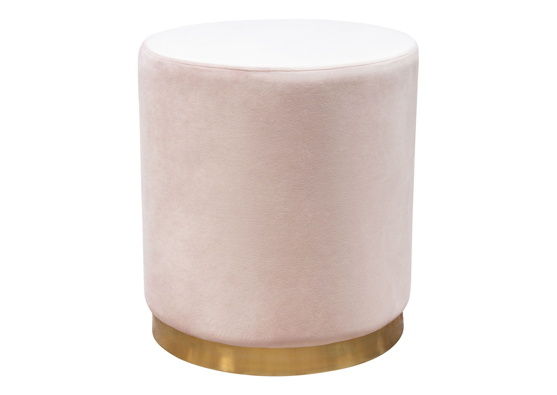 Sorbet Round Accent Ottoman in Blush Pink Velvet w/ Gold Metal Band Accent by Diamond Sofa,Diamond Sofa