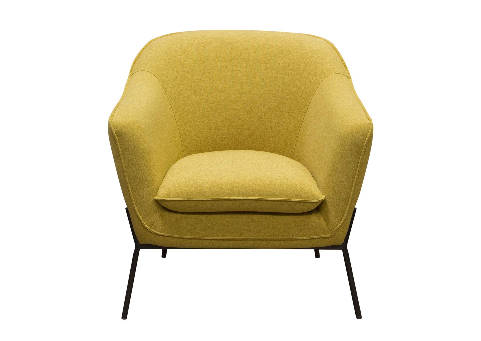 Status Accent Chair in Yellow Fabric with Metal Leg by Diamond Sofa,Diamond Sofa