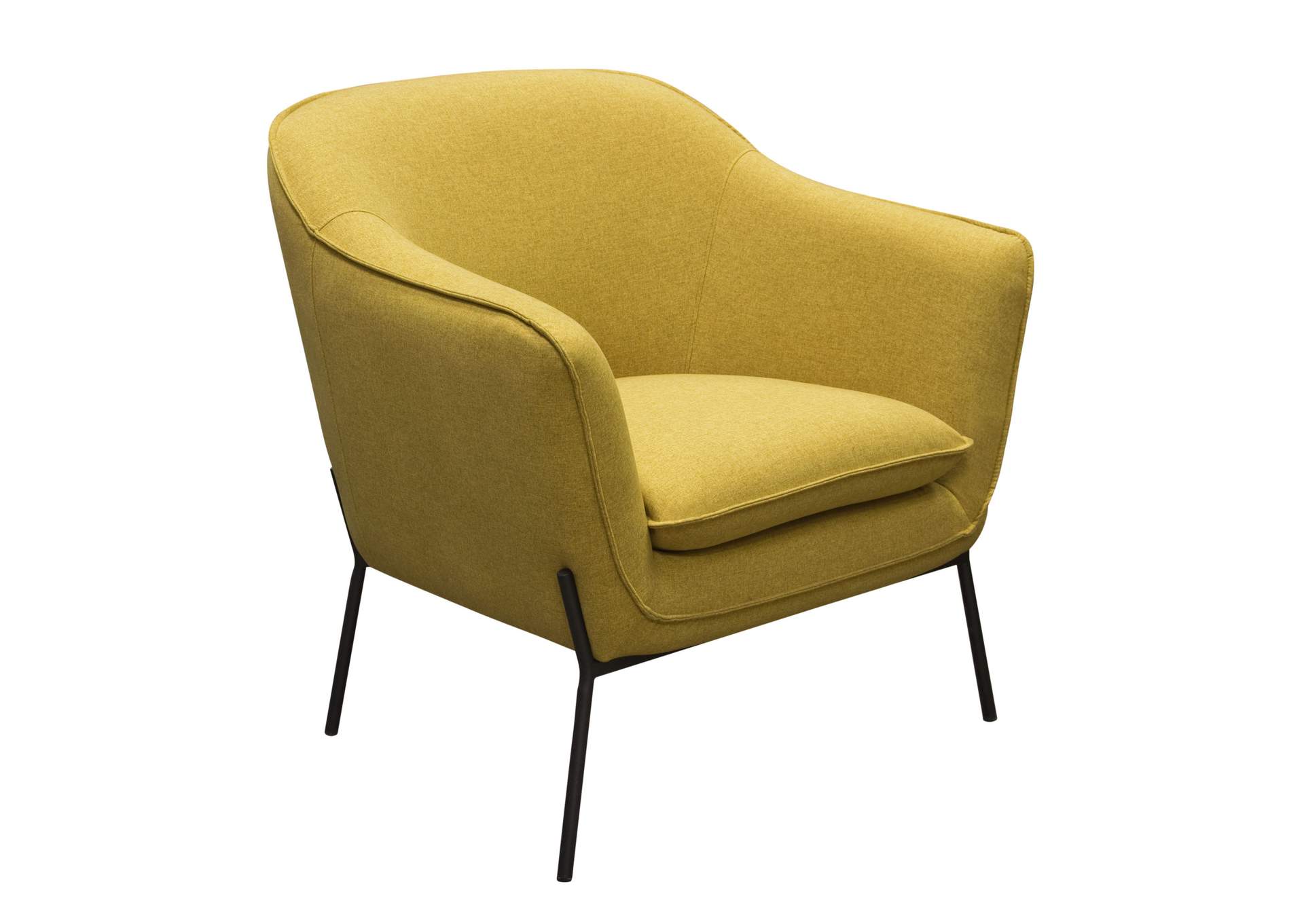 Status Accent Chair in Yellow Fabric with Metal Leg by Diamond Sofa,Diamond Sofa