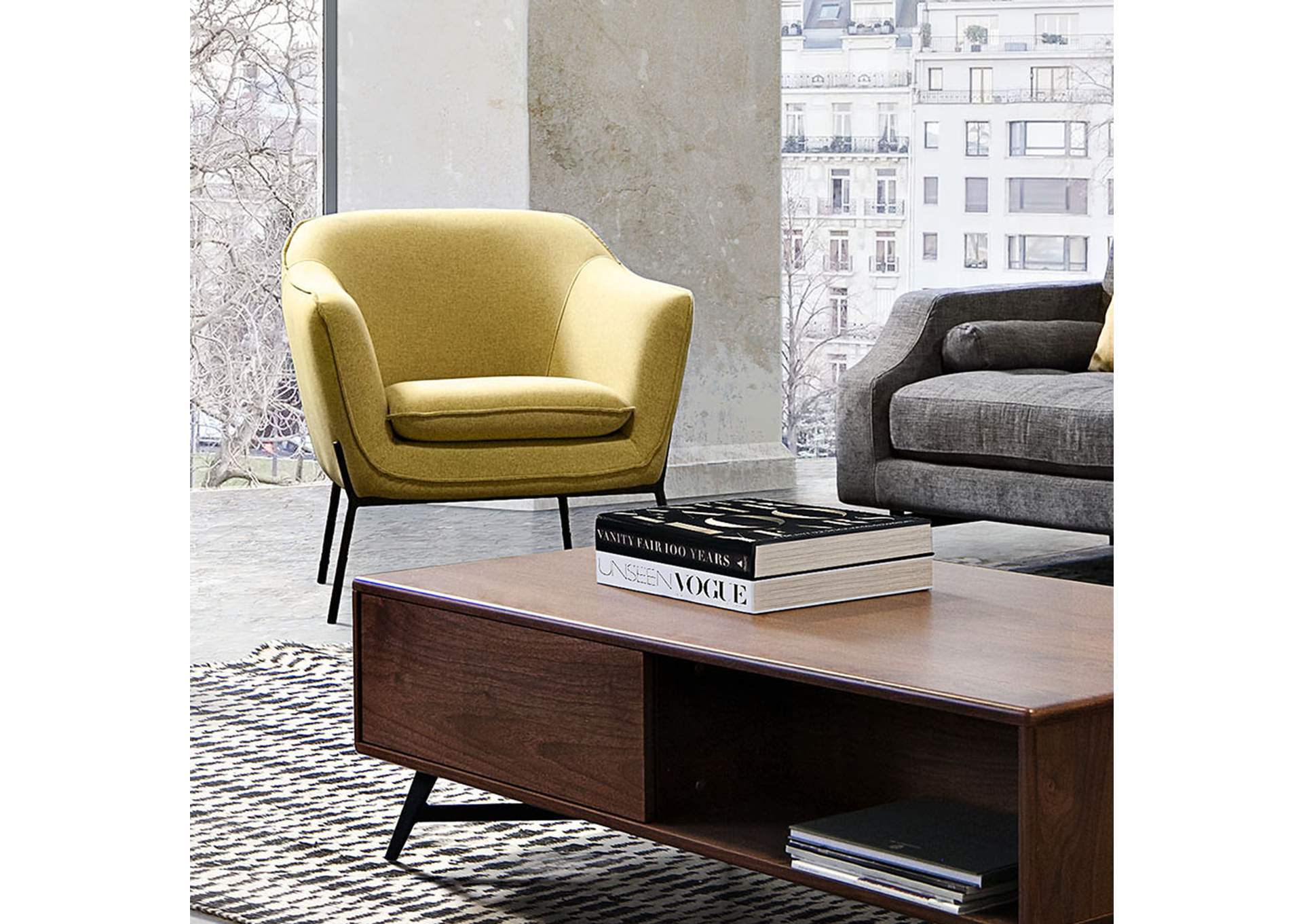 Status Accent Chair in Yellow Fabric with Metal Leg by Diamond Sofa,Diamond Sofa