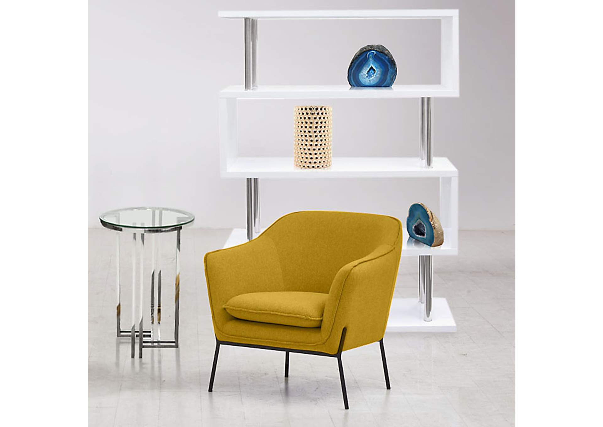 Status Accent Chair in Yellow Fabric with Metal Leg by Diamond Sofa,Diamond Sofa