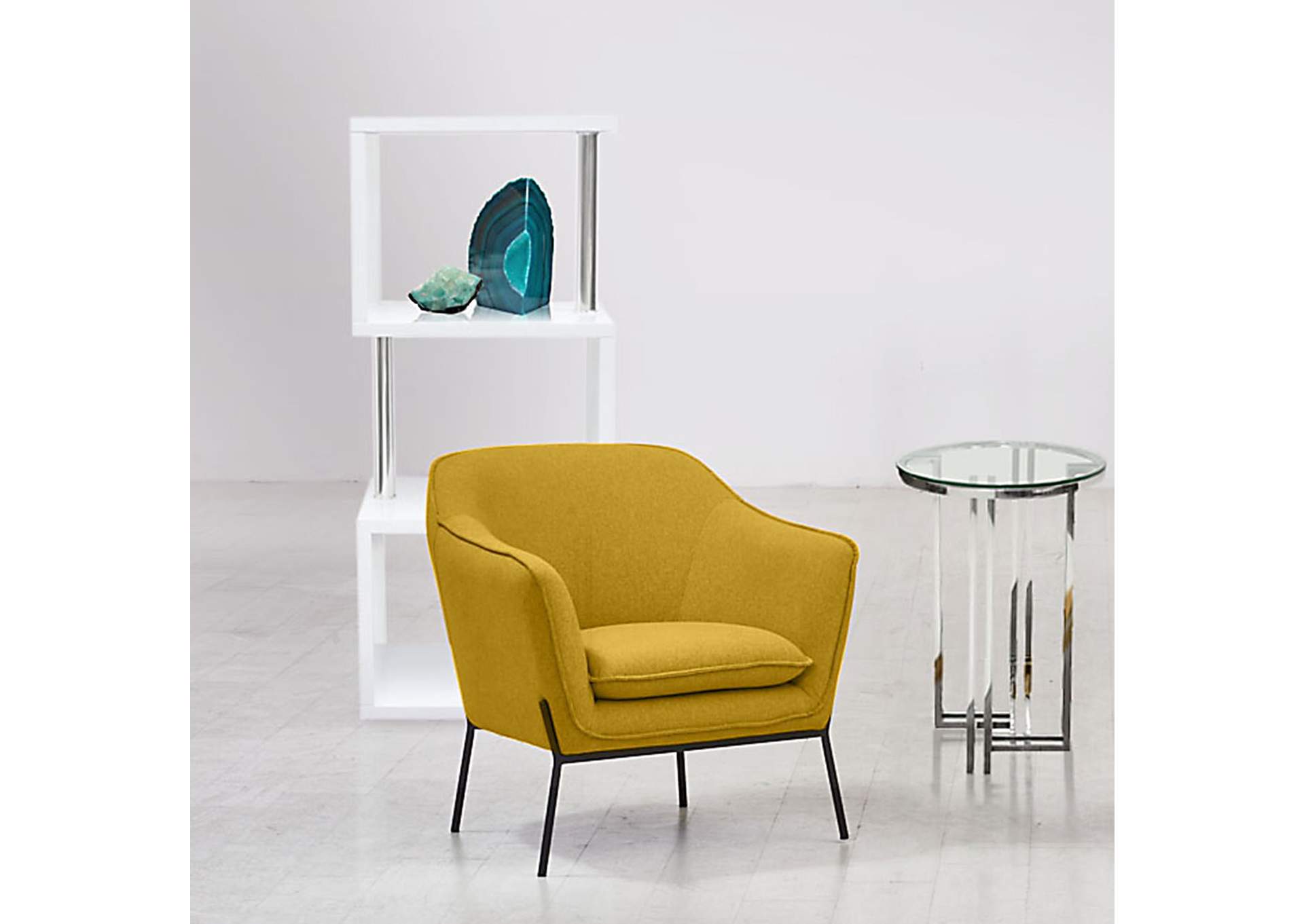 Status Accent Chair in Yellow Fabric with Metal Leg by Diamond Sofa,Diamond Sofa