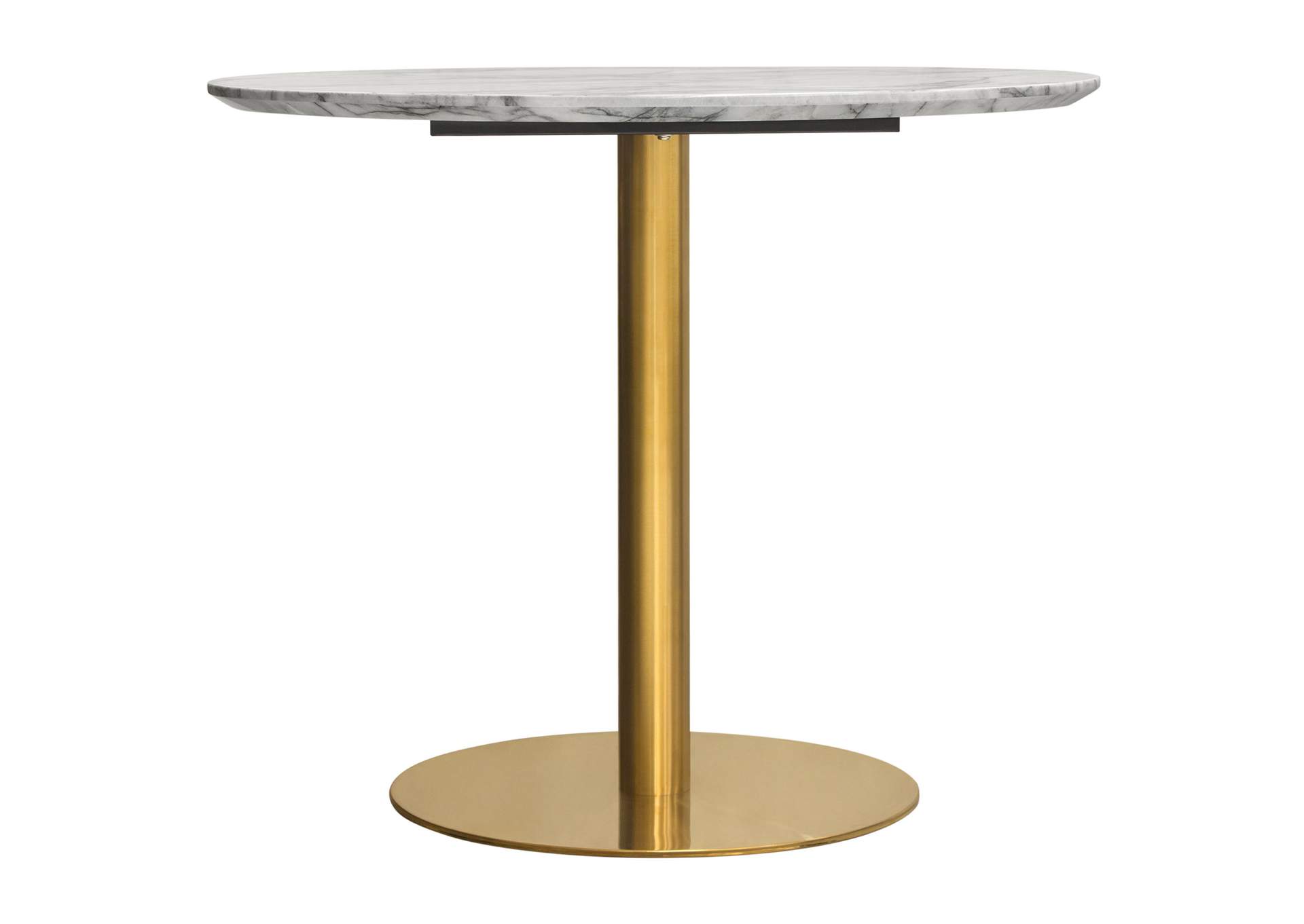 Stella 36" Round Dining Table w/ Faux Marble Top and Brushed Gold Metal Base by Diamond Sofa,Diamond Sofa