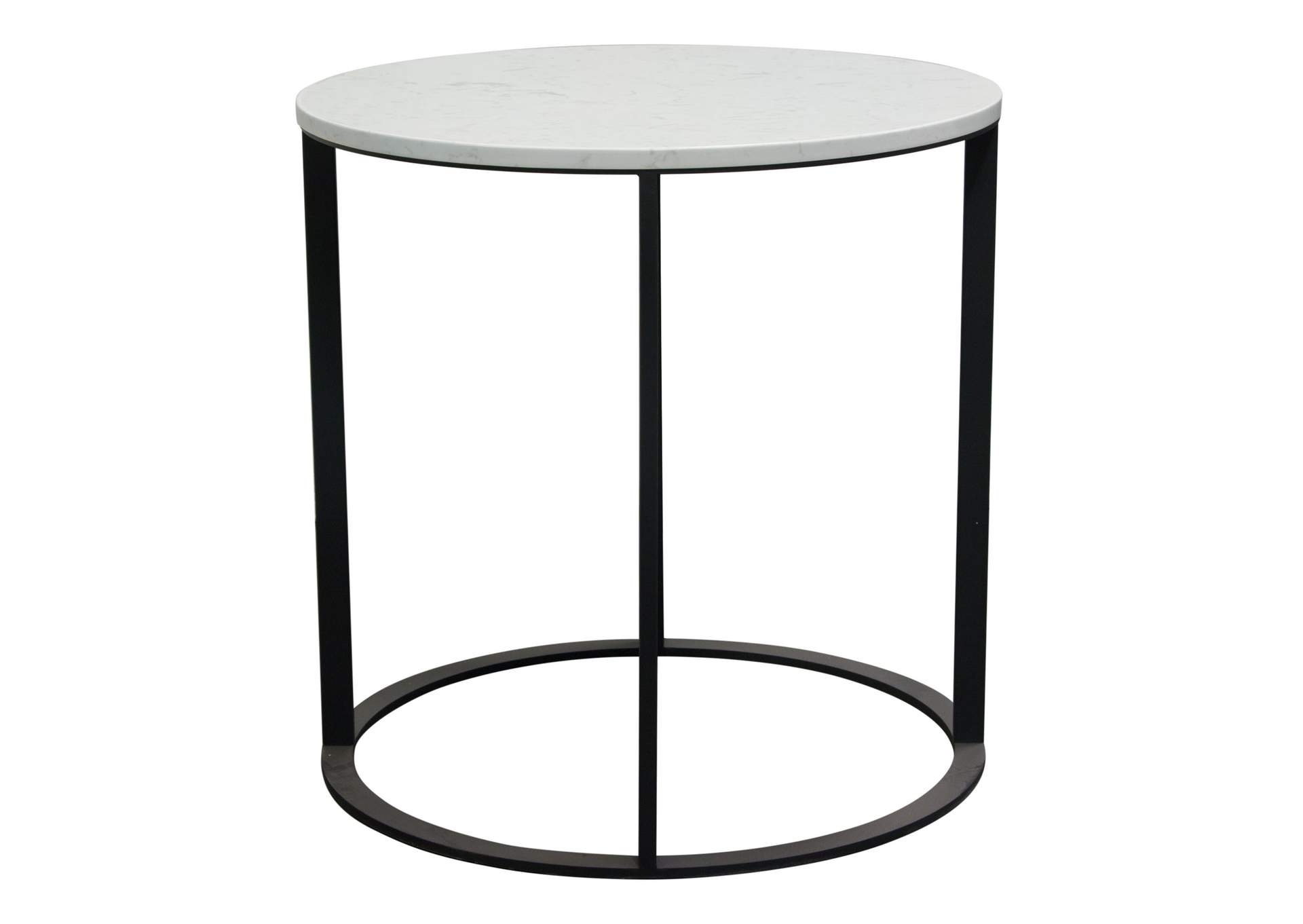 Surface Round End Table w/ Engineered Marble Top & Black Powder Coated Metal Base by Diamond Sofa,Diamond Sofa