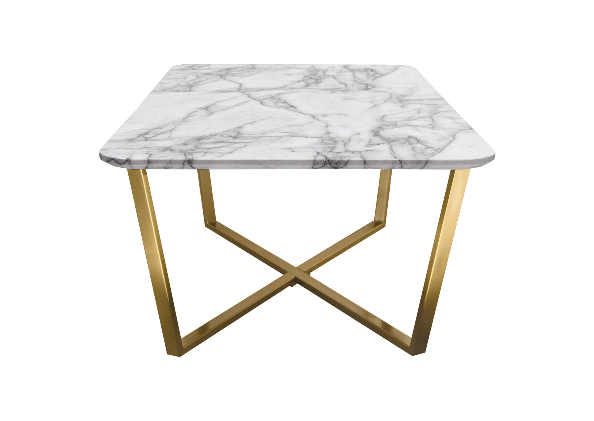 Vida Rectangle Cocktail Table w/ Faux Marble Top and Brushed Gold Metal Frame by Diamond Sofa,Diamond Sofa