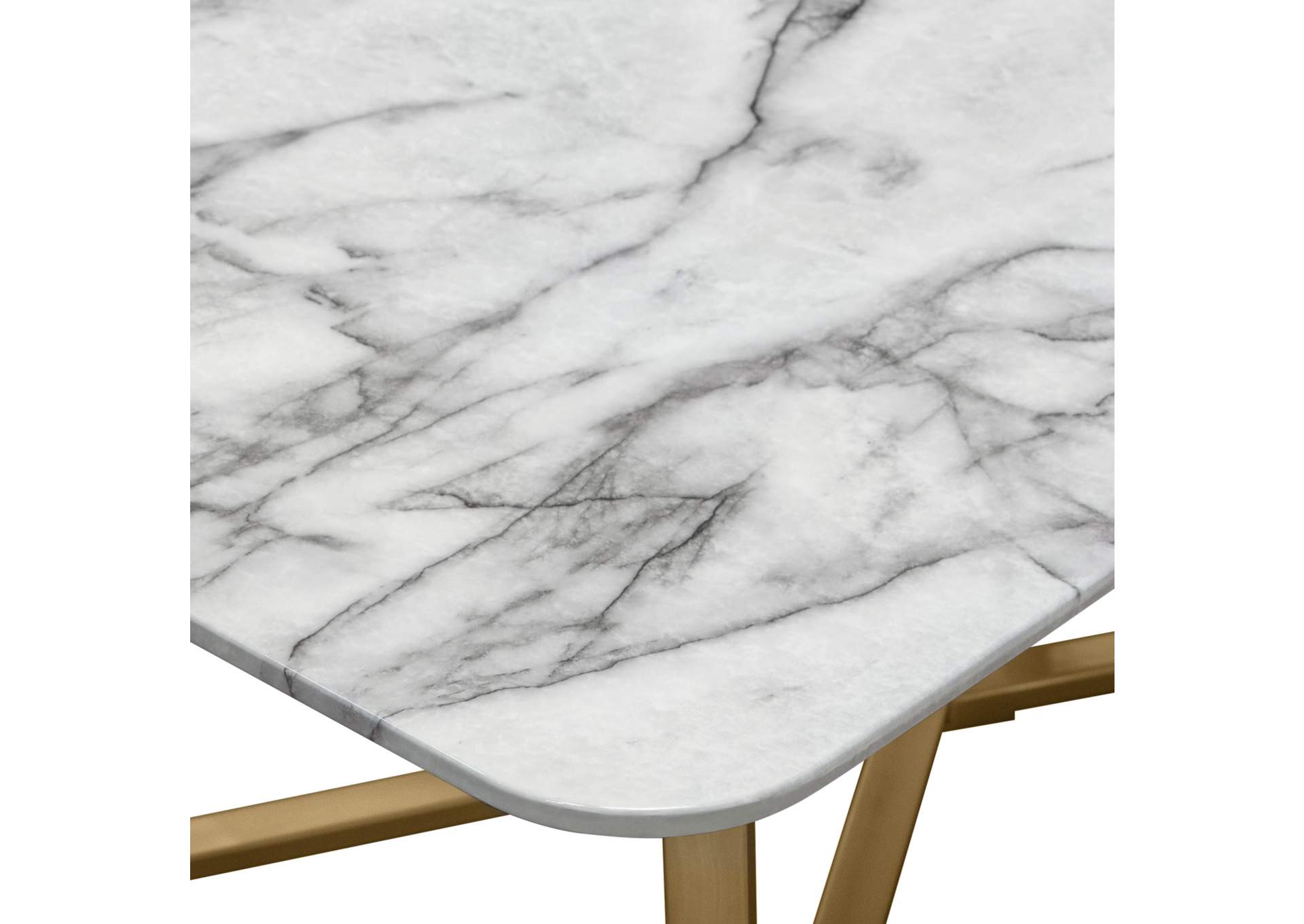 Vida Rectangle Cocktail Table w/ Faux Marble Top and Brushed Gold Metal Frame by Diamond Sofa,Diamond Sofa