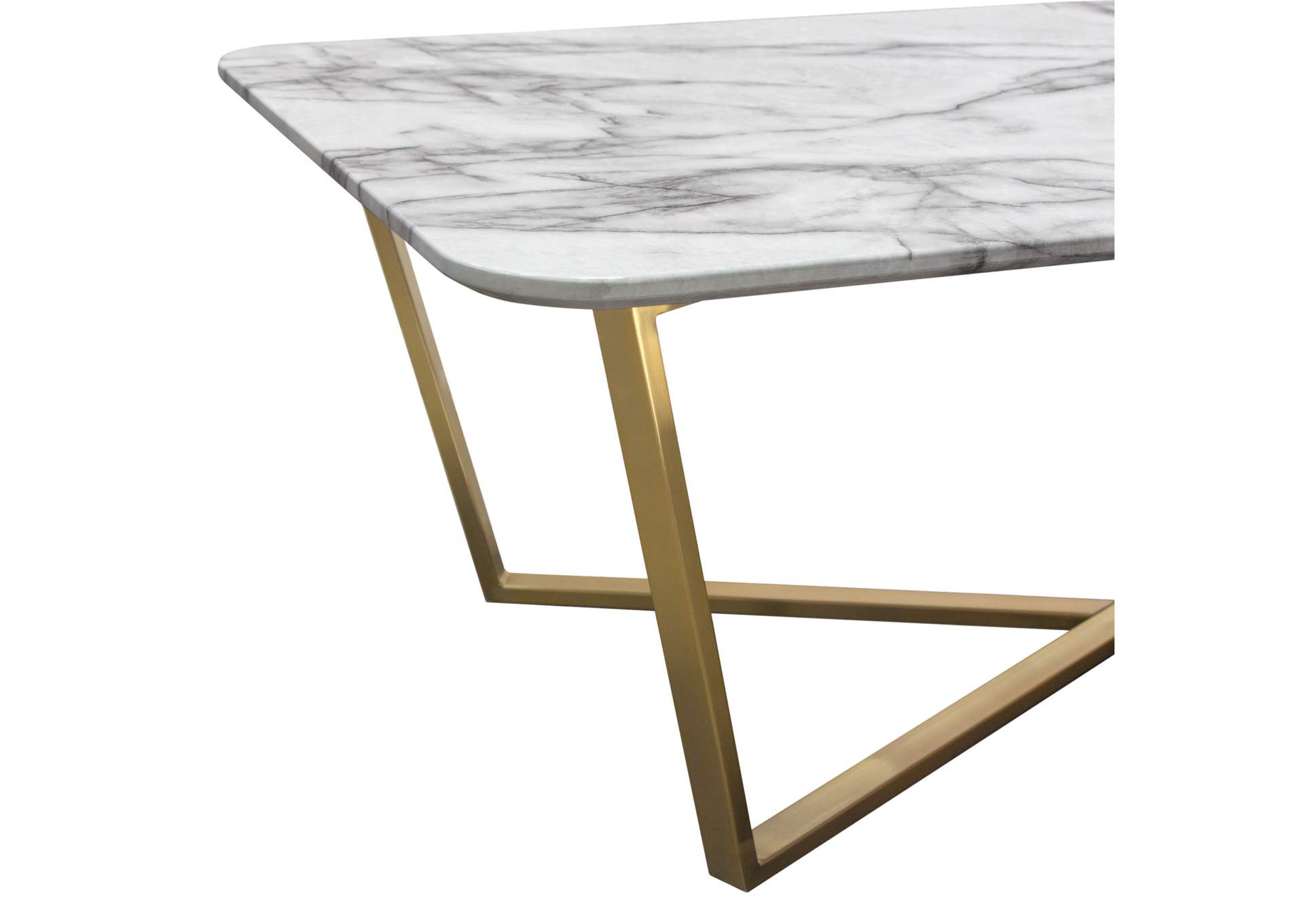 Vida Rectangle Cocktail Table w/ Faux Marble Top and Brushed Gold Metal Frame by Diamond Sofa,Diamond Sofa