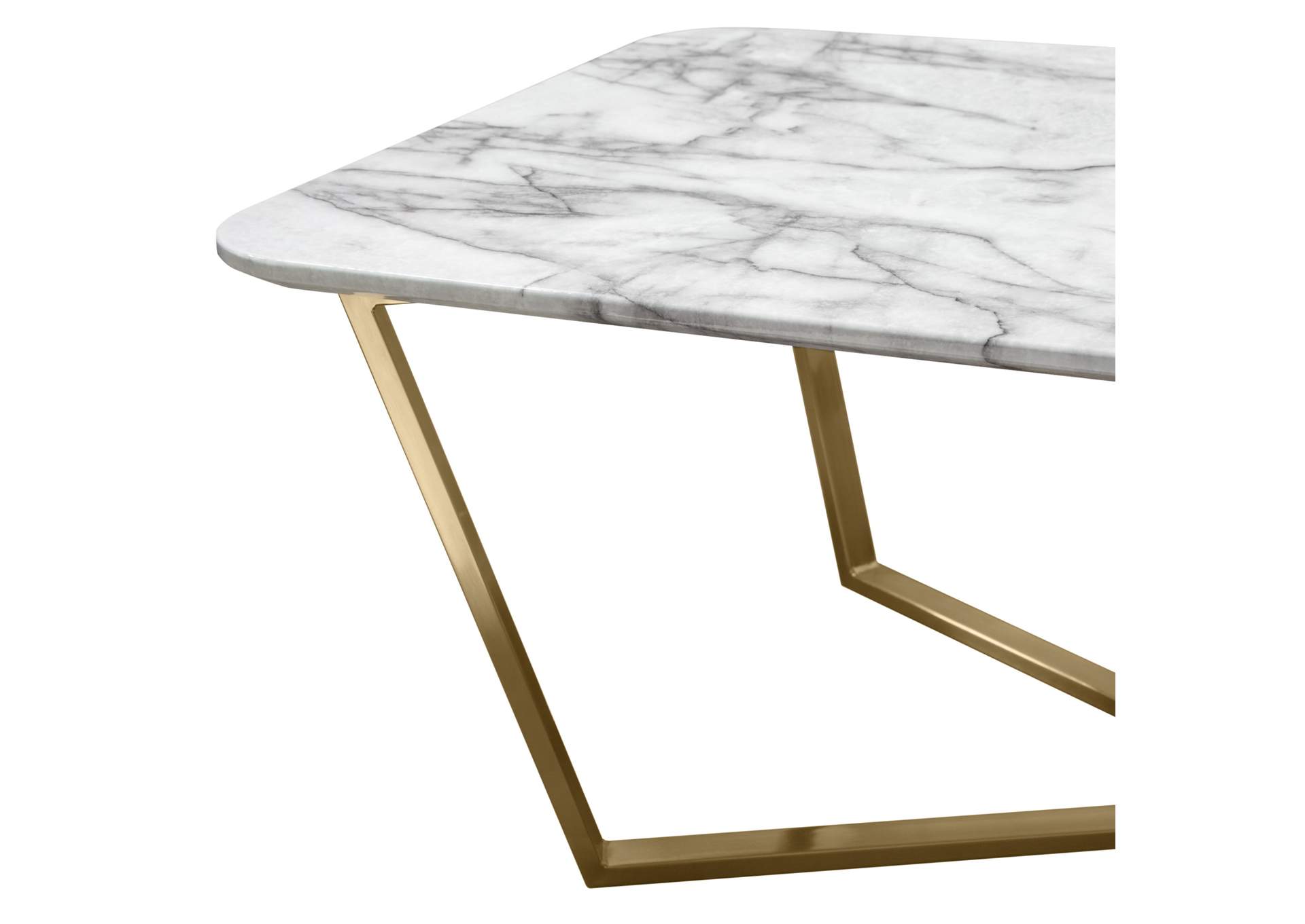 Vida Rectangle Cocktail Table w/ Faux Marble Top and Brushed Gold Metal Frame by Diamond Sofa,Diamond Sofa