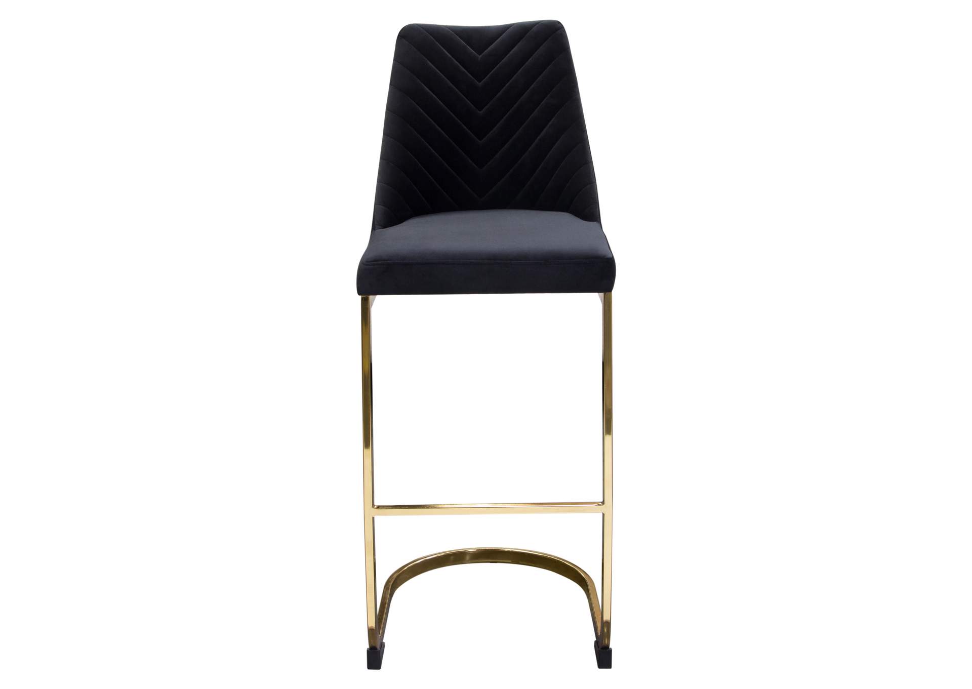 Vogue Set of (2) Bar Height Chairs in Black Velvet with Polished Gold Metal Base by Diamond Sofa,Diamond Sofa