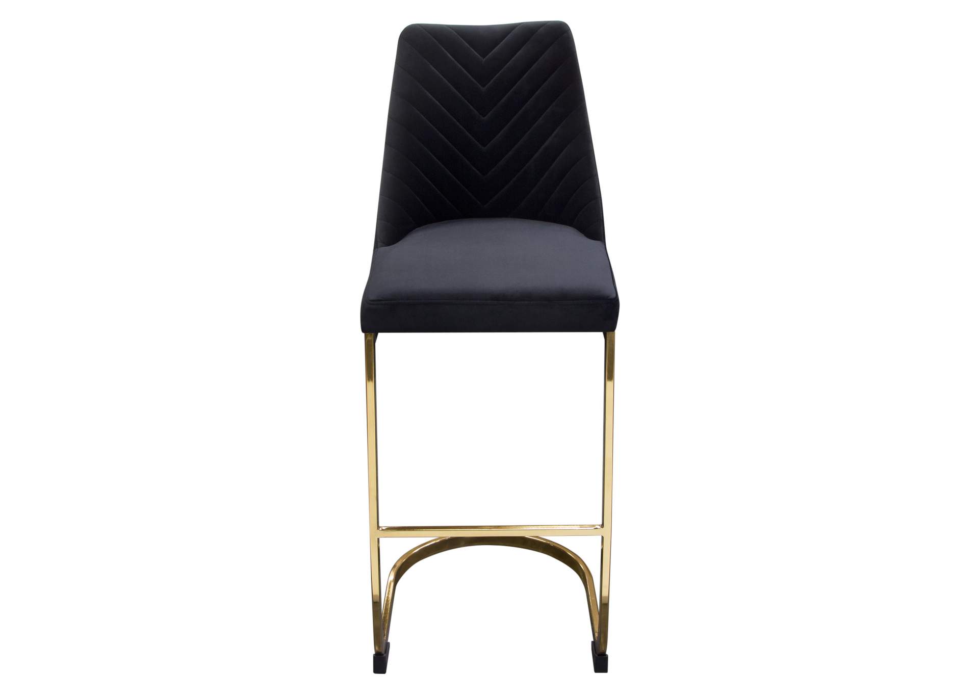 Vogue Set of (2) Bar Height Chairs in Black Velvet with Polished Gold Metal Base by Diamond Sofa,Diamond Sofa