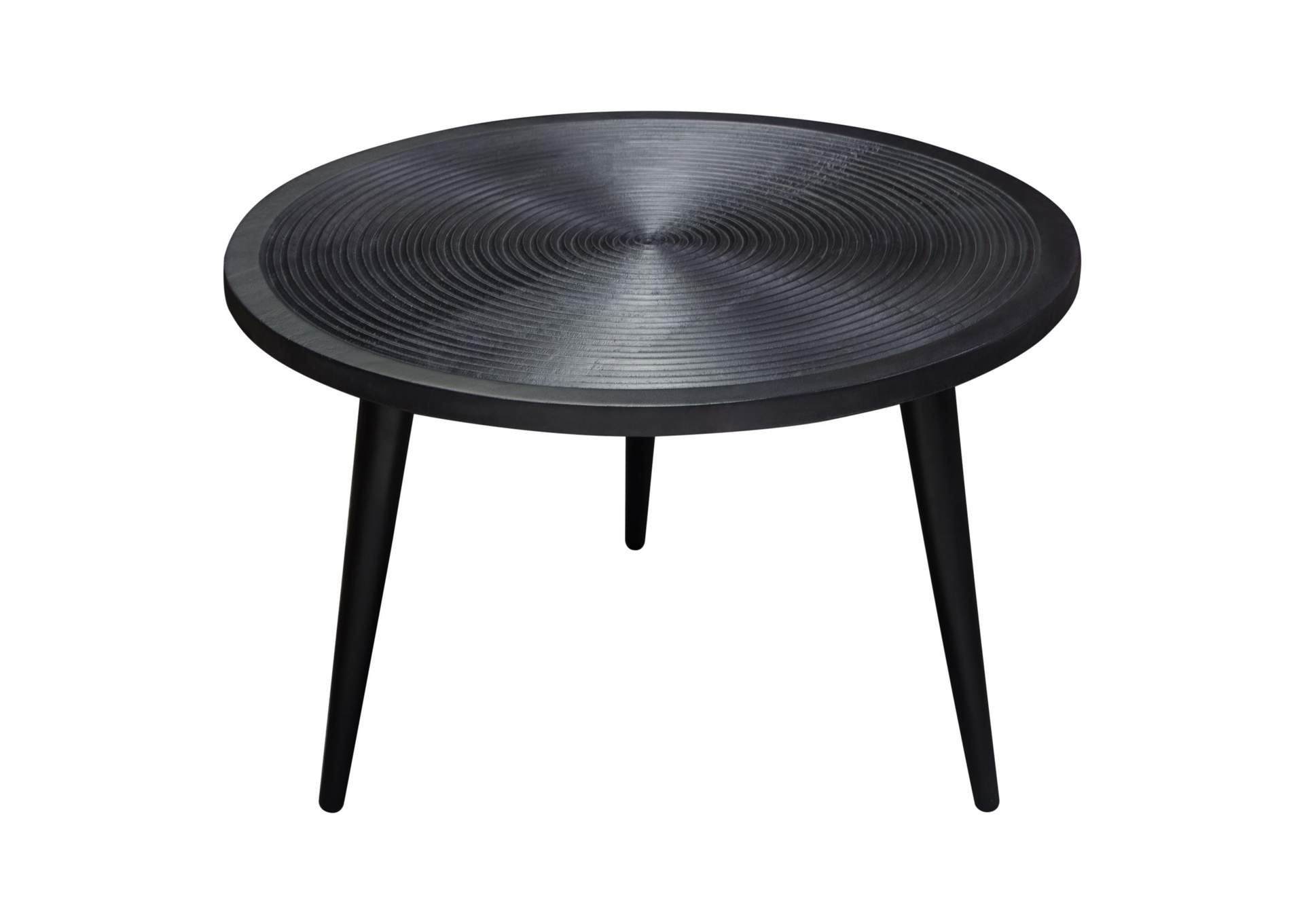 Vortex Round Cocktail Table in Solid Mango Wood Top in Black Finish & Iron Legs by Diamond Sofa,Diamond Sofa