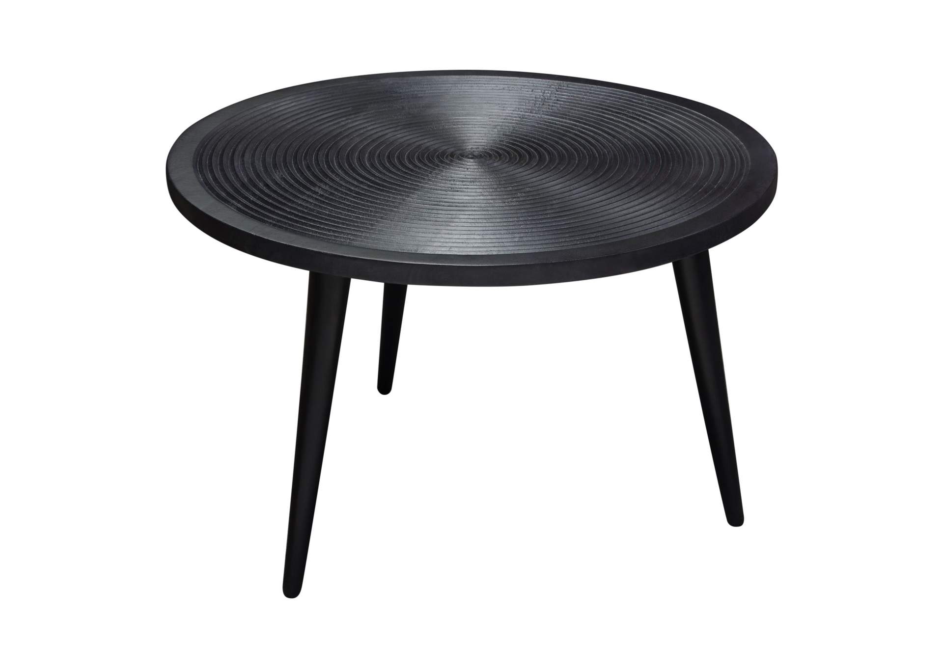 Vortex Round Cocktail Table in Solid Mango Wood Top in Black Finish & Iron Legs by Diamond Sofa,Diamond Sofa